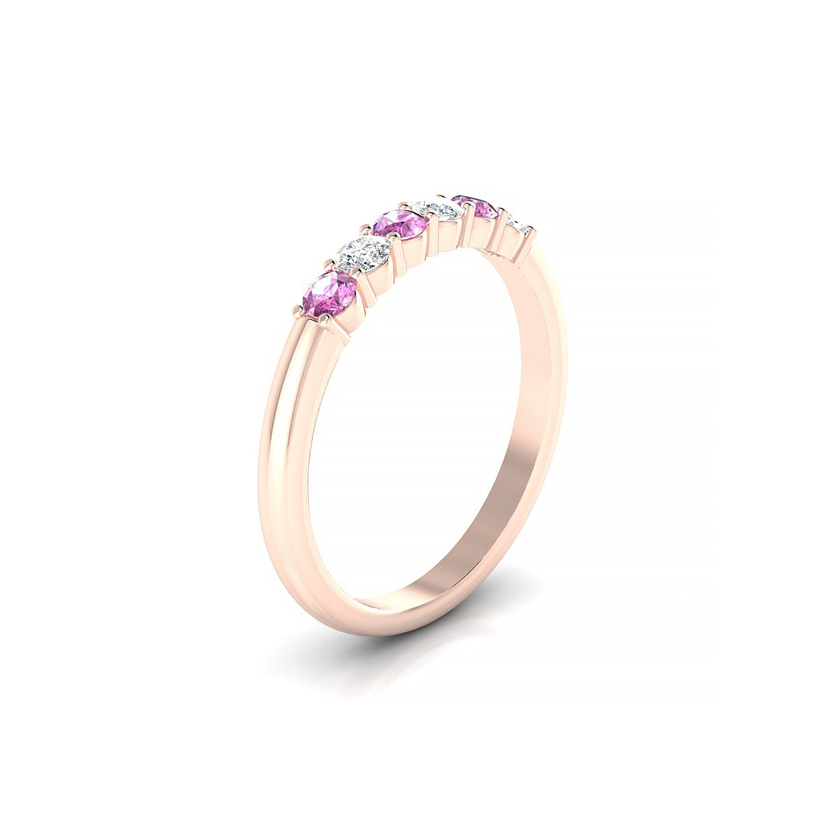 Passion | 18k Rose Gold 2.5 mm Round Pink Sapphire Ring