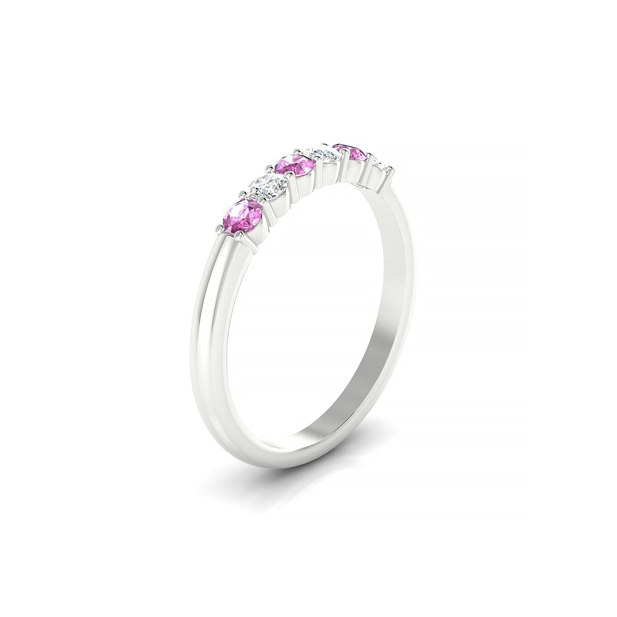 Passion | 18k White Gold 2.5 mm Round Pink Sapphire Ring