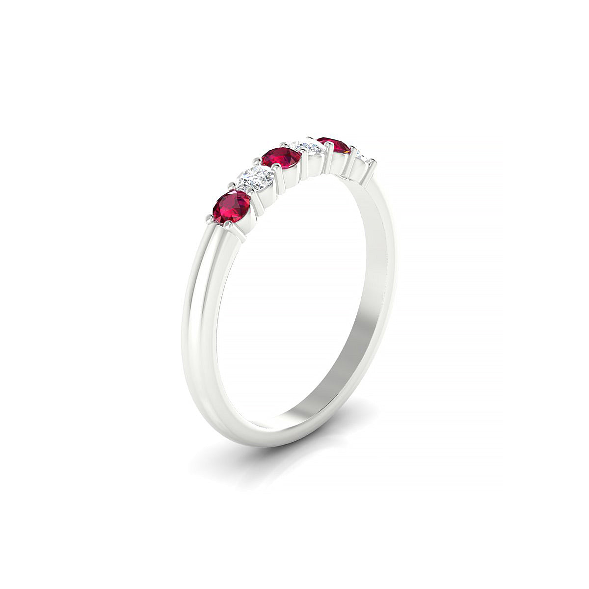 Passion | 18k White Gold 2.5 mm Round Ruby Ring