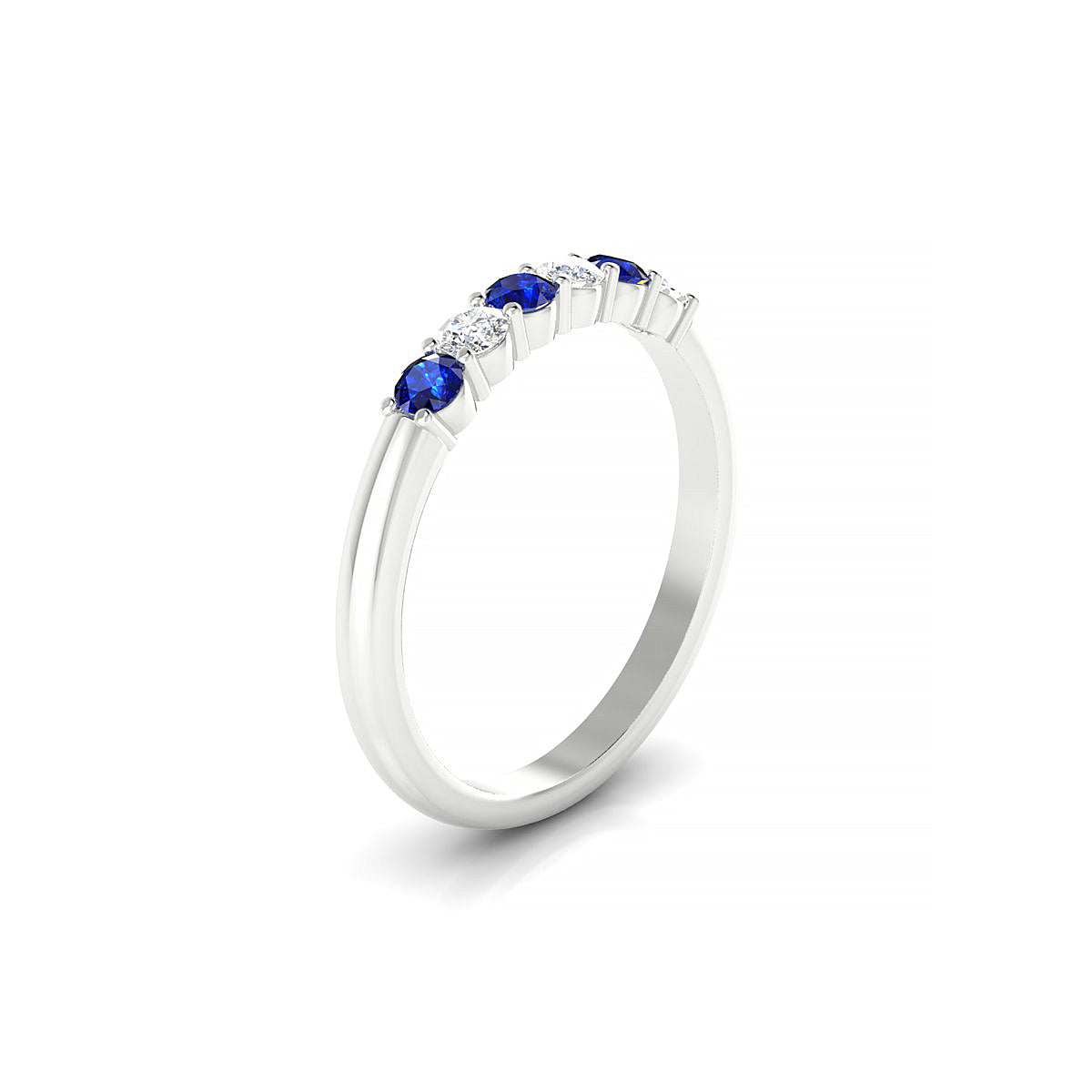 Passion | 18k White Gold 2.5 mm Round Sapphire Ring
