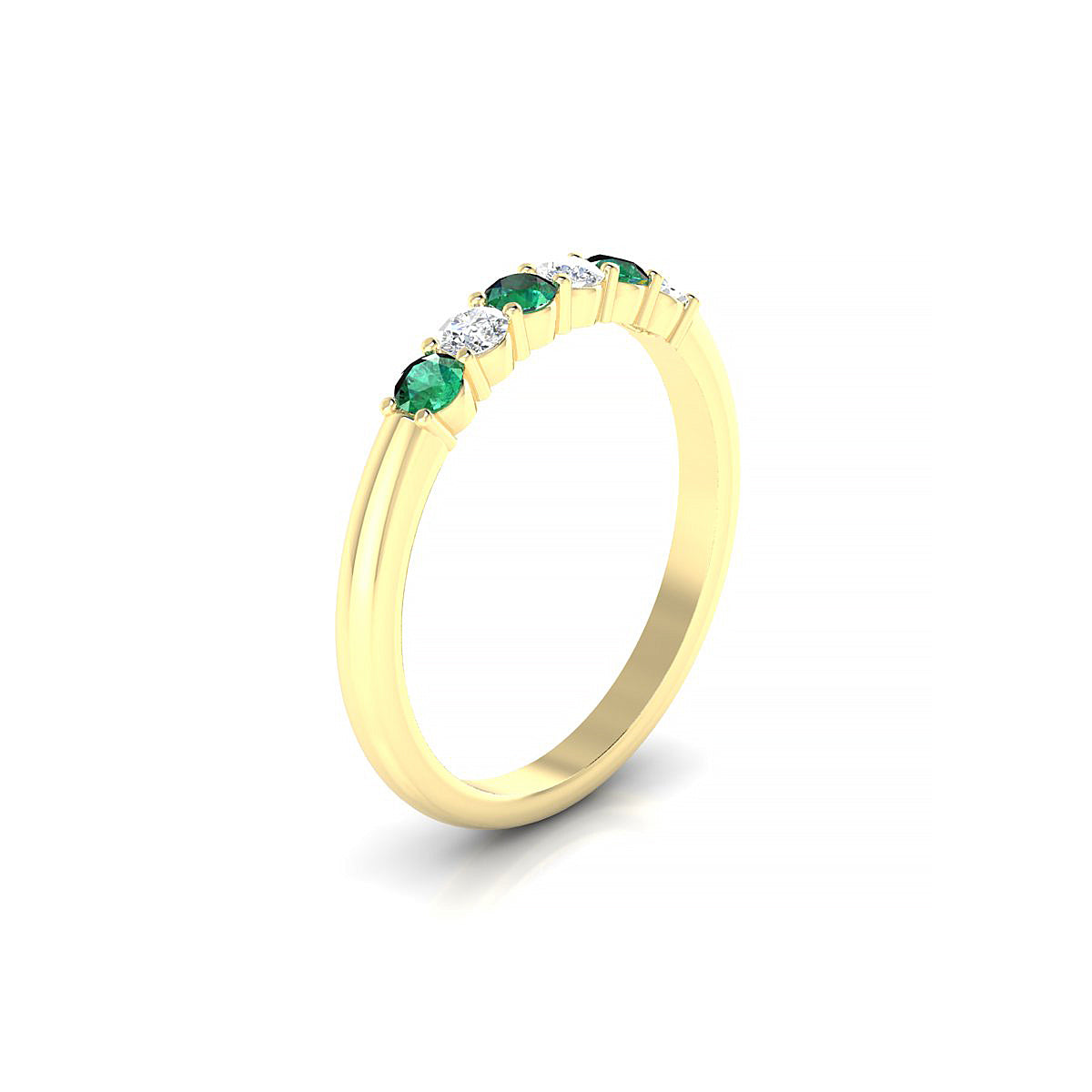 Passion | 18k Yellow Gold 2.5 mm Round Emerald Ring