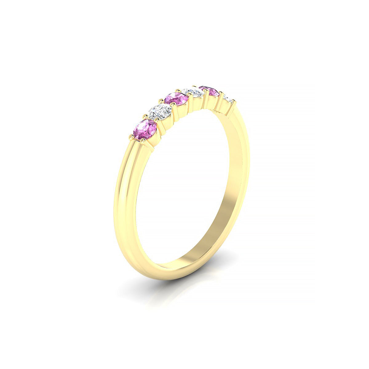 Passion | 18k Yellow Gold 2.5 mm Round Pink Sapphire Ring