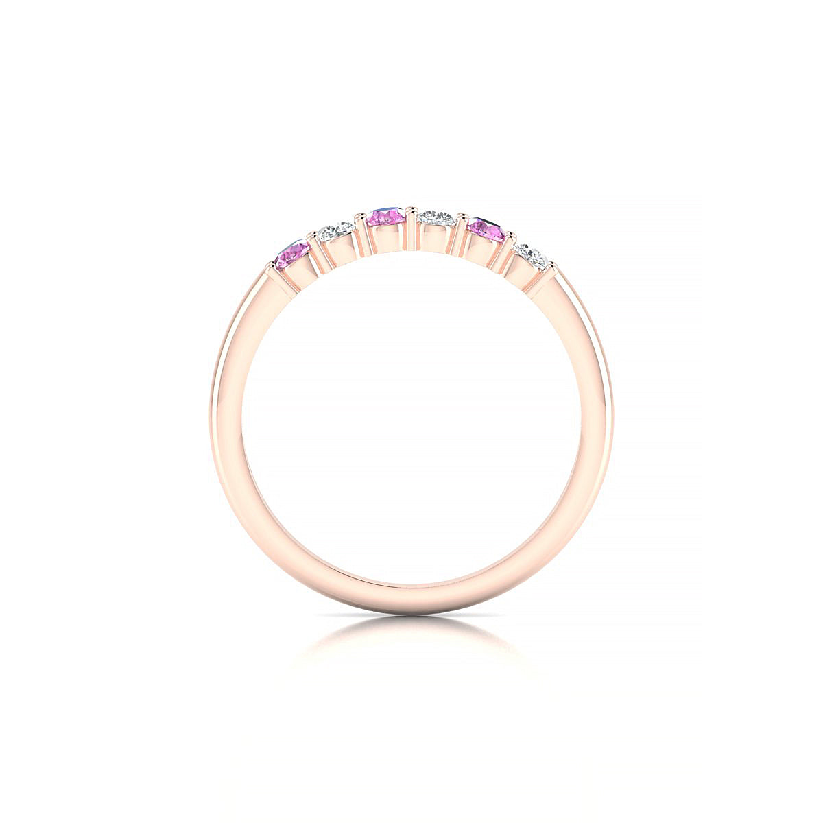 Passion | 18k Rose Gold 2.5 mm Round Pink Sapphire Ring