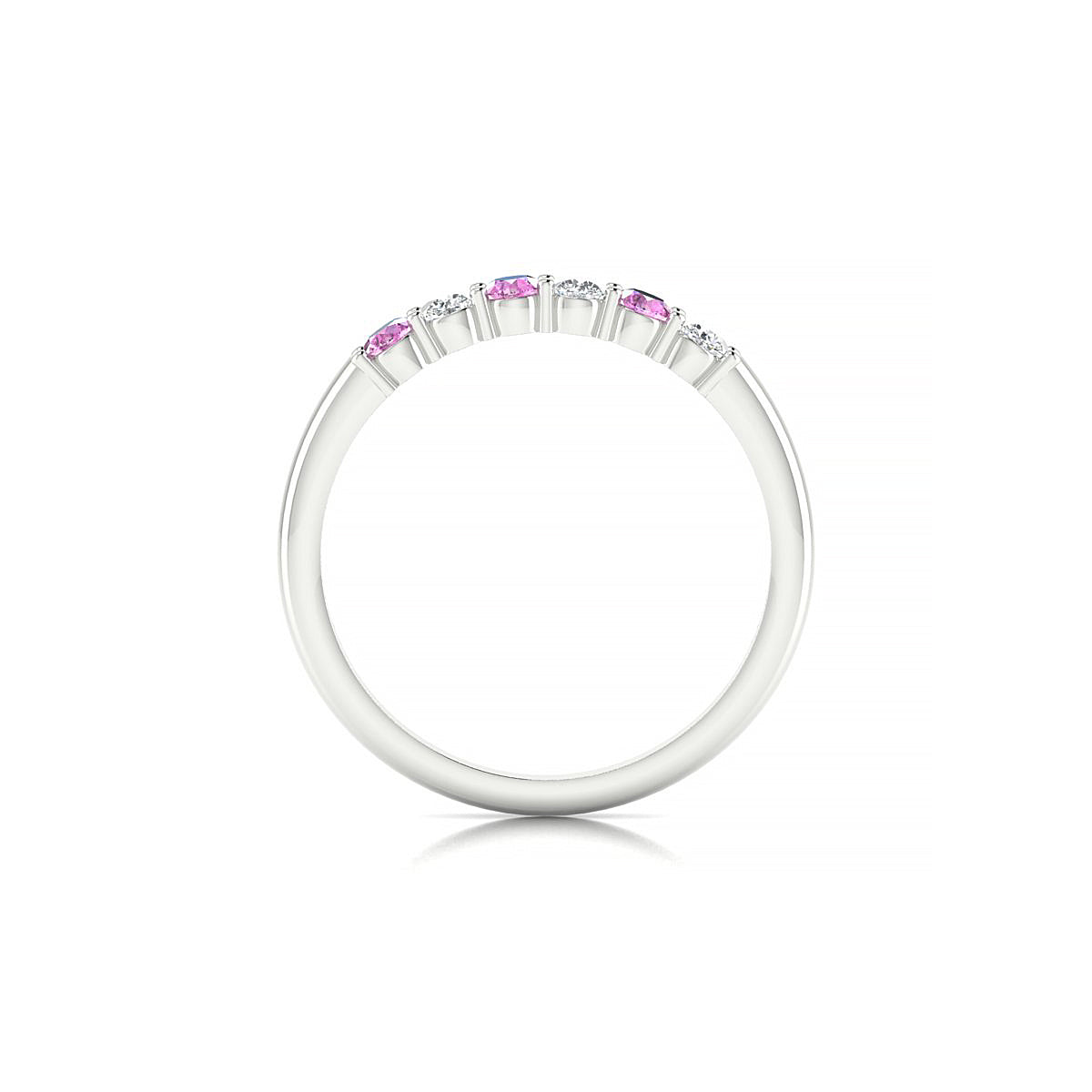 Passion | 18k White Gold 2.5 mm Round Pink Sapphire Ring