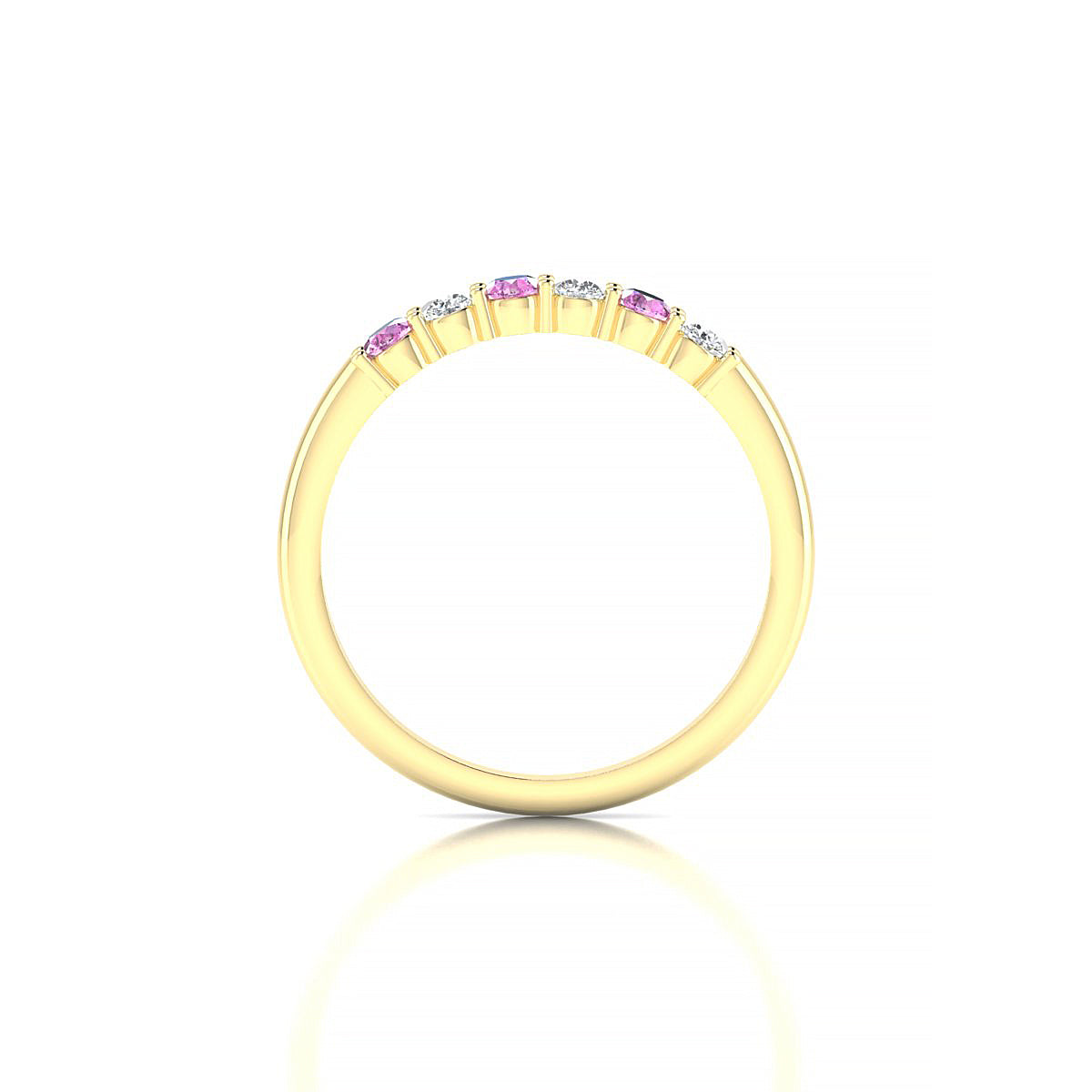 Passion | 18k Yellow Gold 2.5 mm Round Pink Sapphire Ring