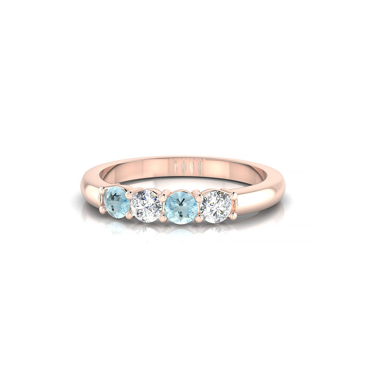 Passion | 18k Rose Gold 3 mm Round Aquamarine Ring