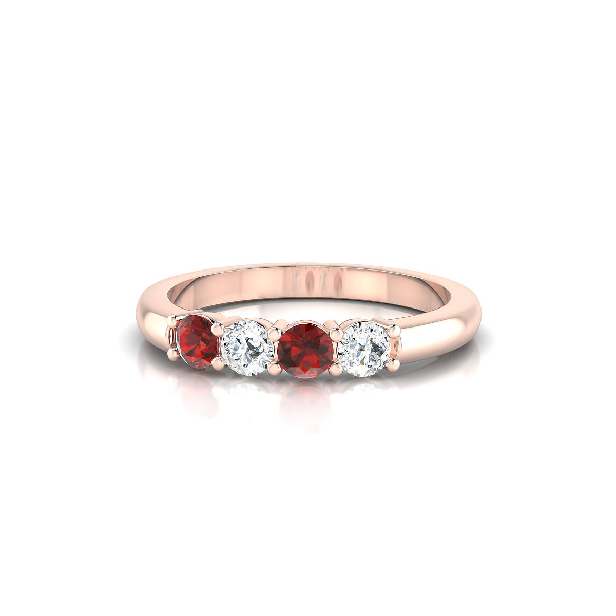 Passion | 18k Rose Gold 3 mm Round Garnet Ring