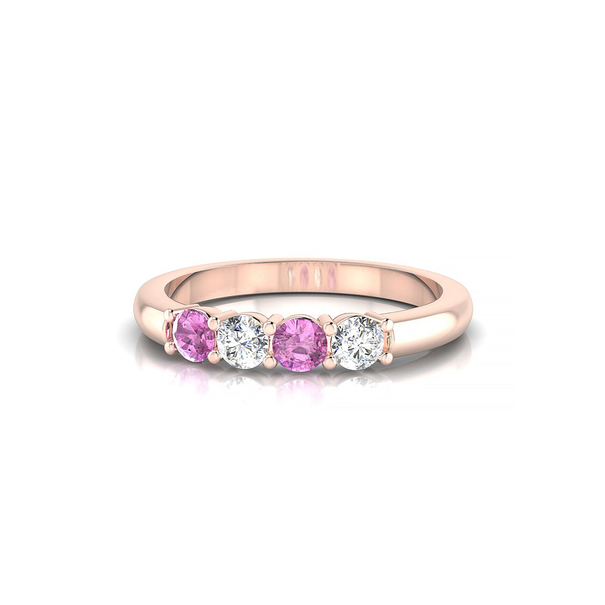 Passion | 18k Rose Gold 3 mm Round Pink Sapphire Ring