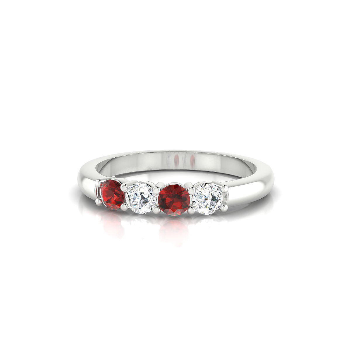 Passion | 18k White Gold 3 mm Round Garnet Ring