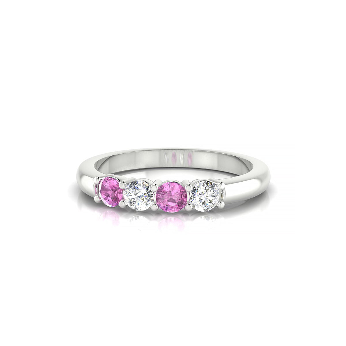 Passion | 18k White Gold 3 mm Round Pink Sapphire Ring