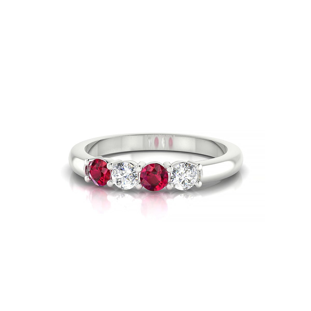 Passion | 18k White Gold 3 mm Round Ruby Ring