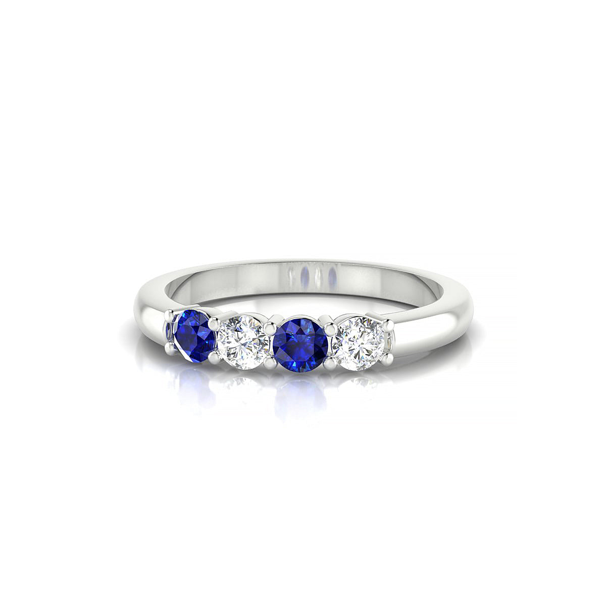 Passion | 18k White Gold 3 mm Round Sapphire Ring