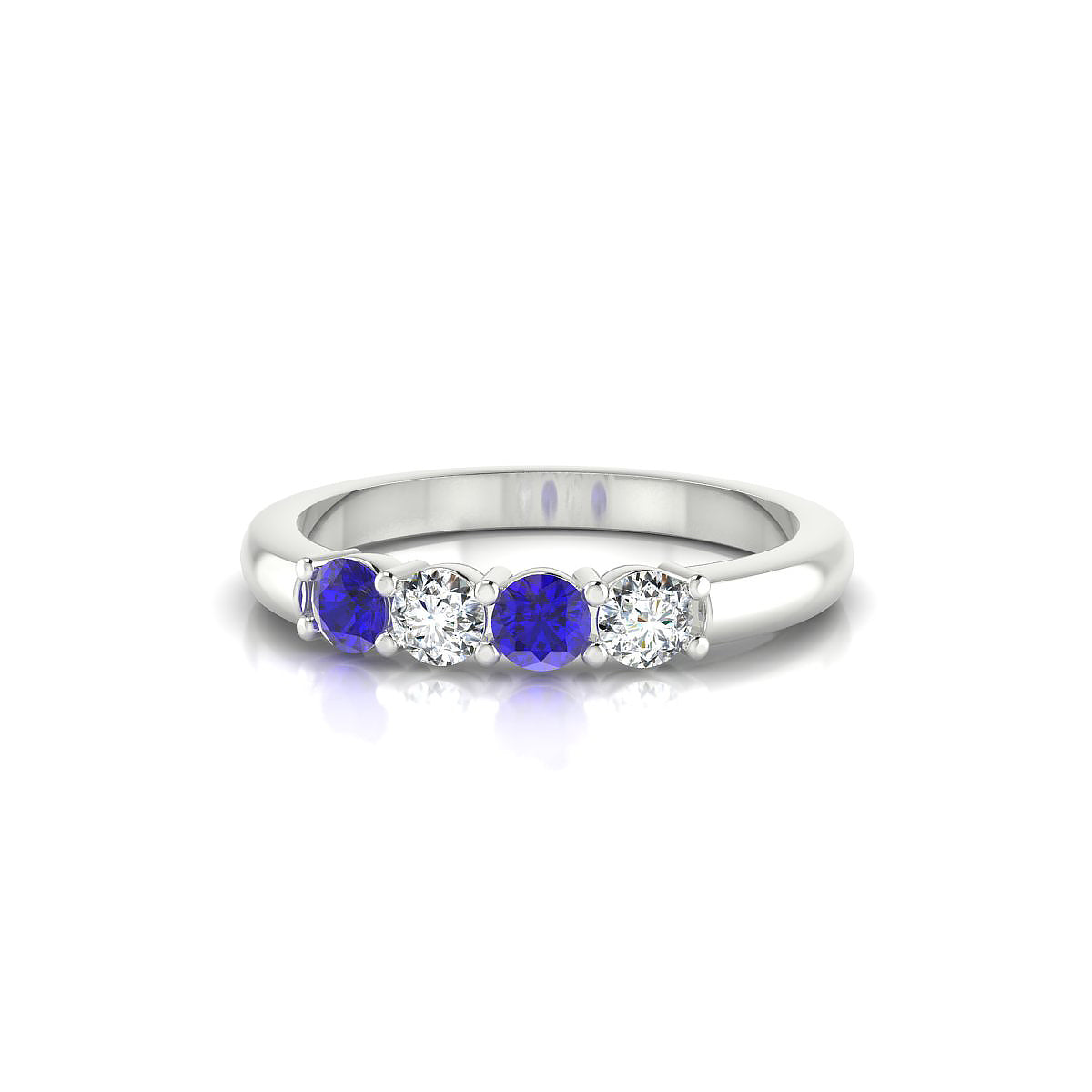 Passion | 18k White Gold 3 mm Round Tanzanite Ring