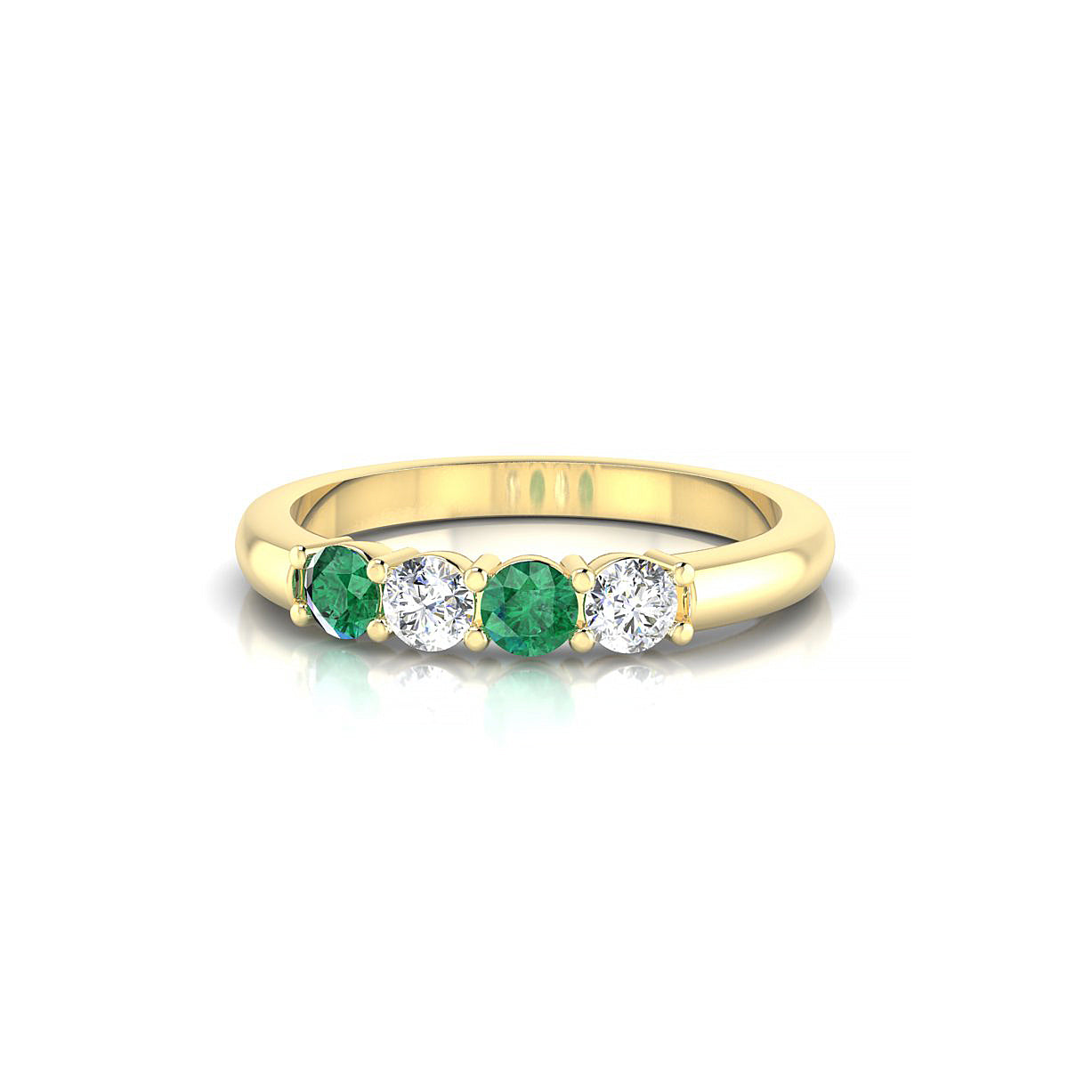 Passion | 18k Yellow Gold 3 mm Round Emerald Ring