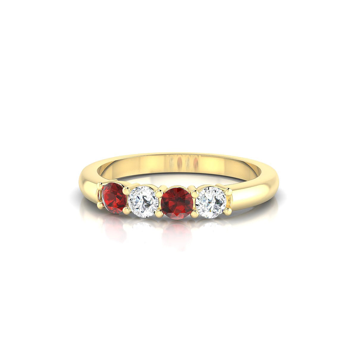Passion | 18k Yellow Gold 3 mm Round Garnet Ring