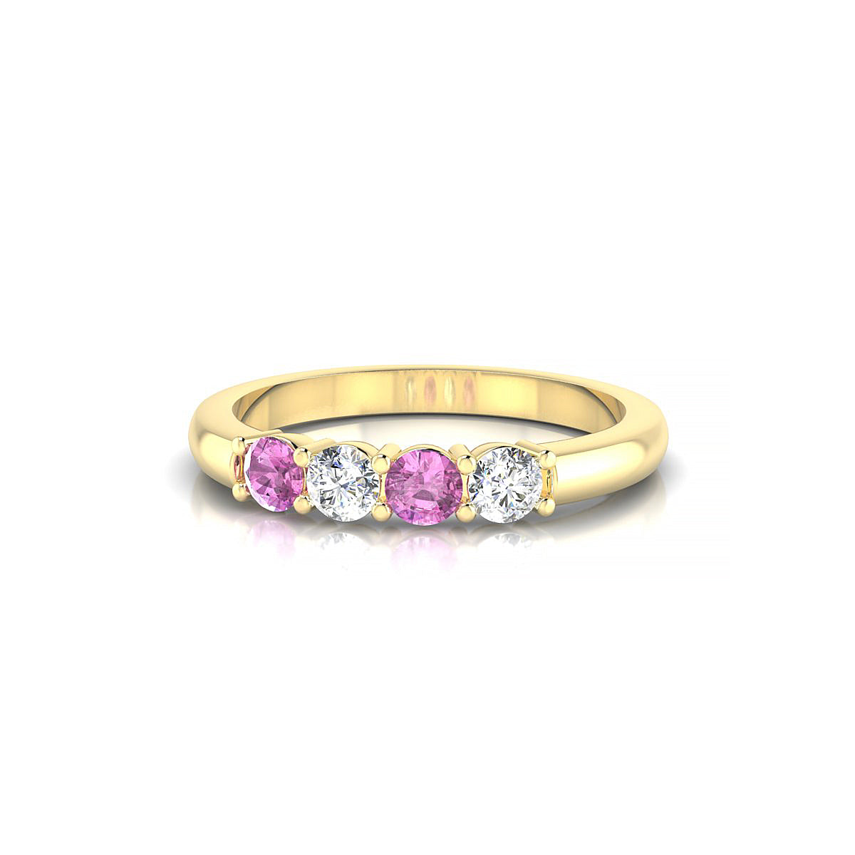 Passion | 18k Yellow Gold 3 mm Round Pink Sapphire Ring