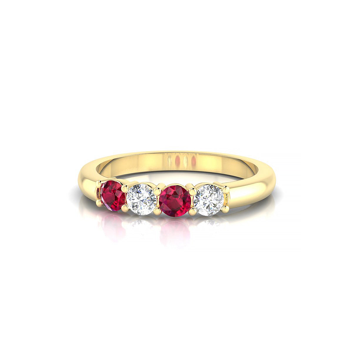 Passion | 18k Yellow Gold 3 mm Round Ruby Ring