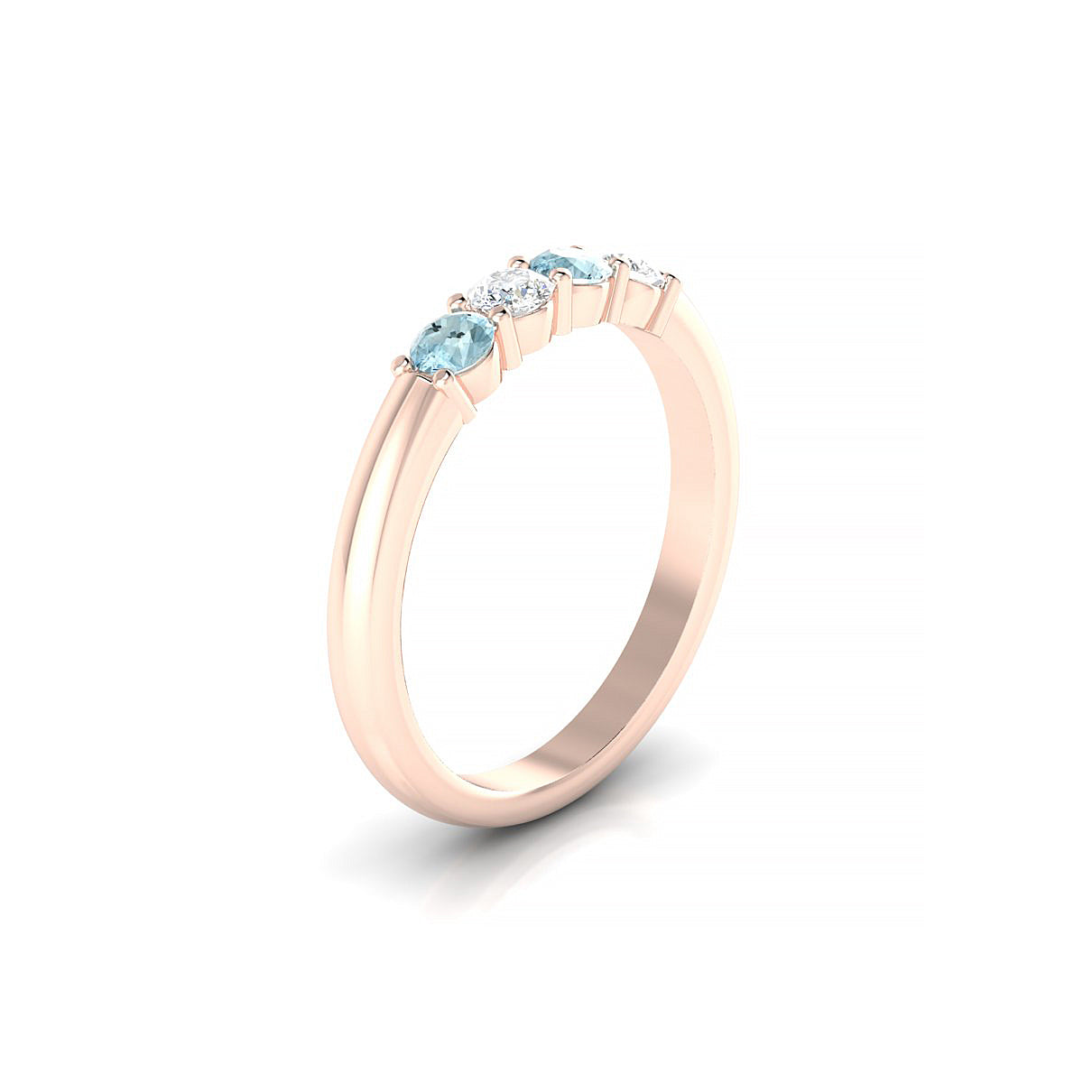 Passion | 18k Rose Gold 3 mm Round Aquamarine Ring