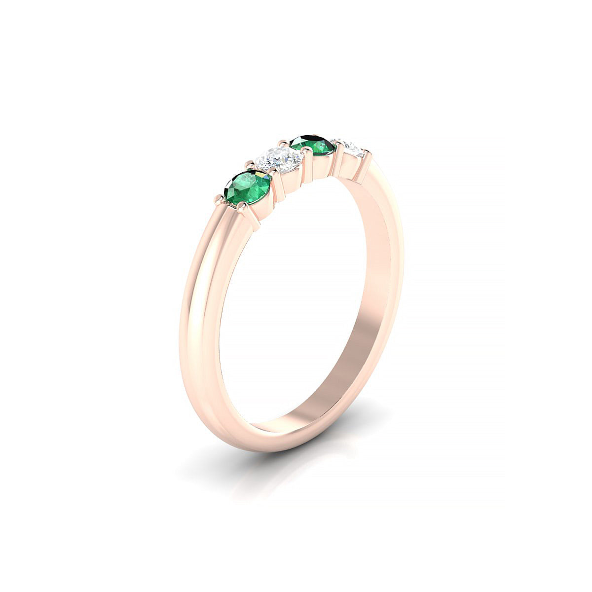 Passion | 18k Rose Gold 3 mm Round Emerald Ring