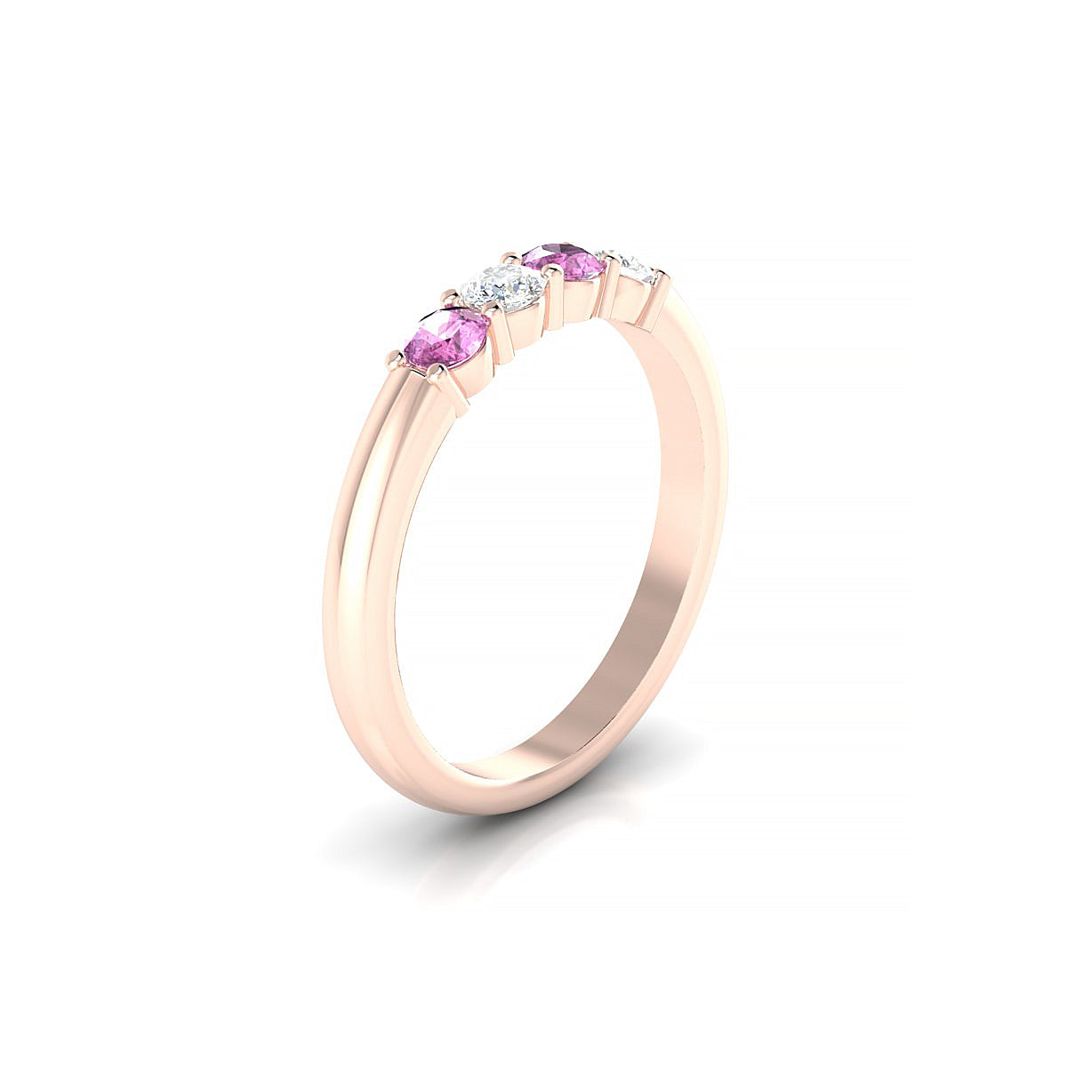 Passion | 18k Rose Gold 3 mm Round Pink Sapphire Ring