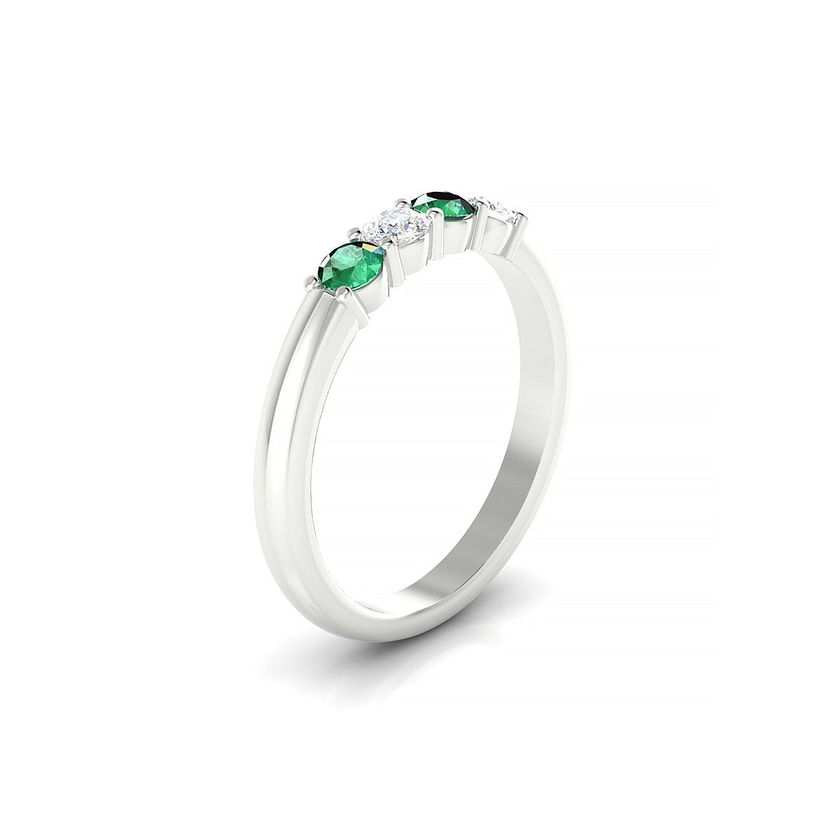 Passion | 18k White Gold 3 mm Round Emerald Ring