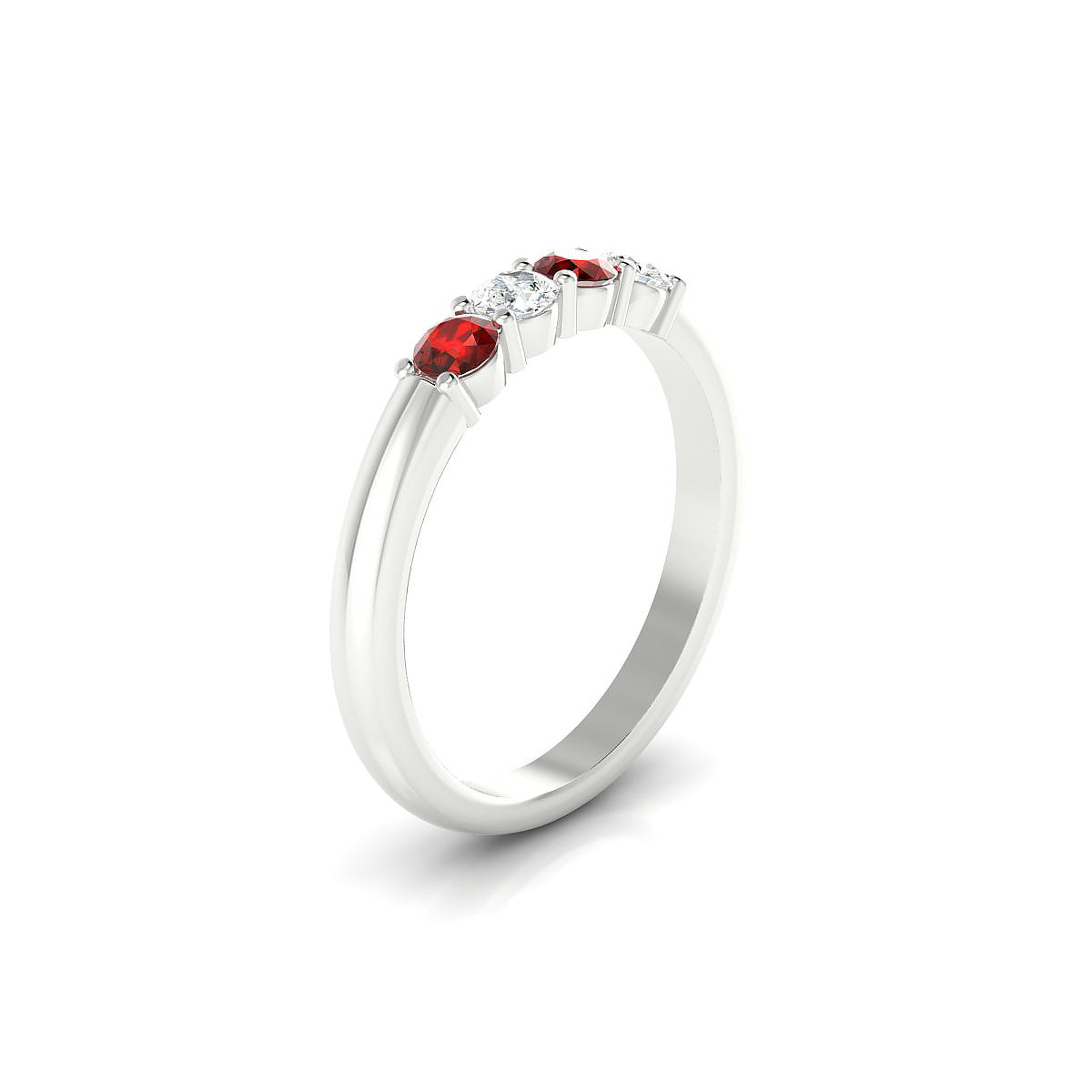 Passion | 18k White Gold 3 mm Round Garnet Ring