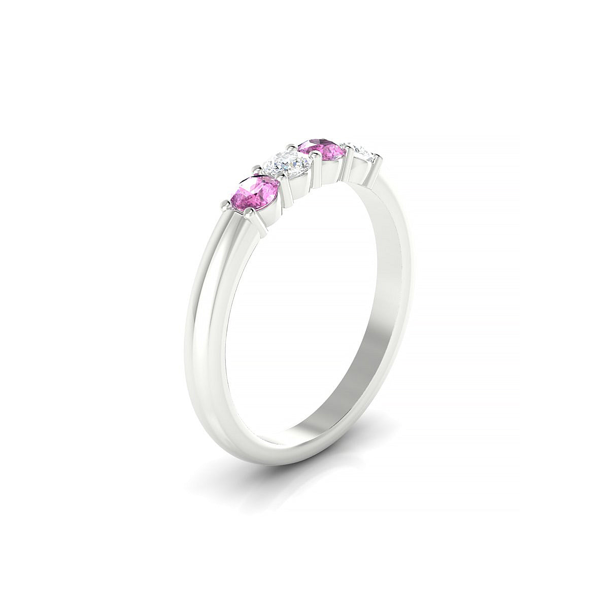 Passion | 18k White Gold 3 mm Round Pink Sapphire Ring