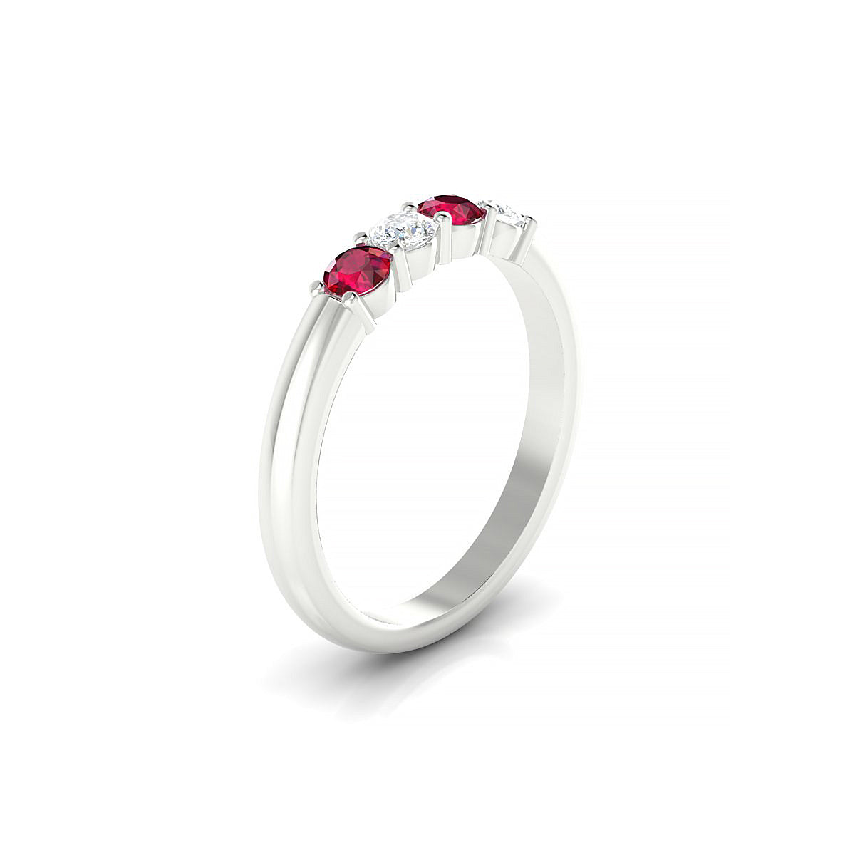 Passion | 18k White Gold 3 mm Round Ruby Ring