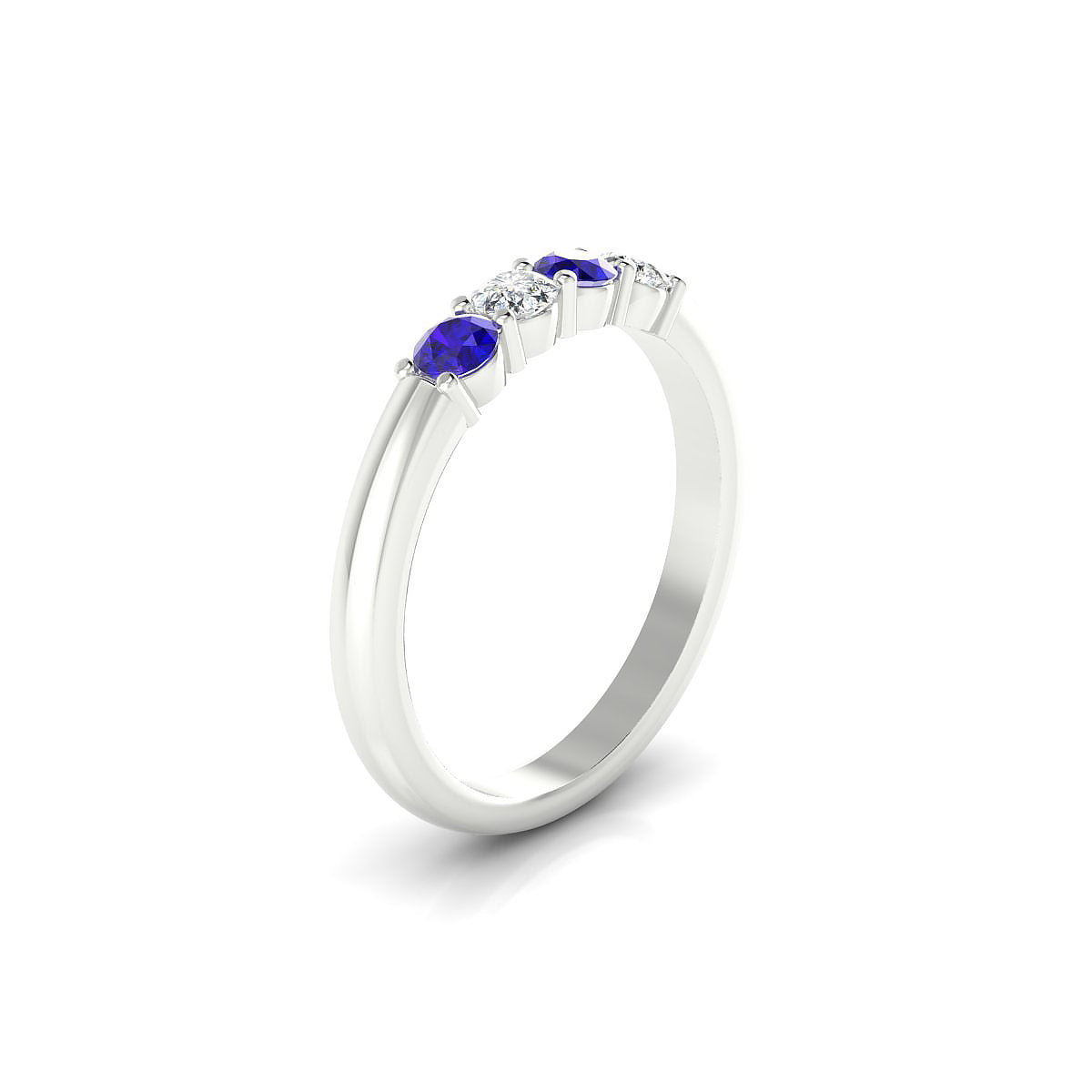 Passion | 18k White Gold 3 mm Round Tanzanite Ring