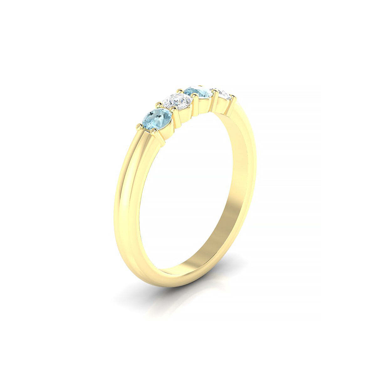 Passion | 18k Yellow Gold 3 mm Round Aquamarine Ring