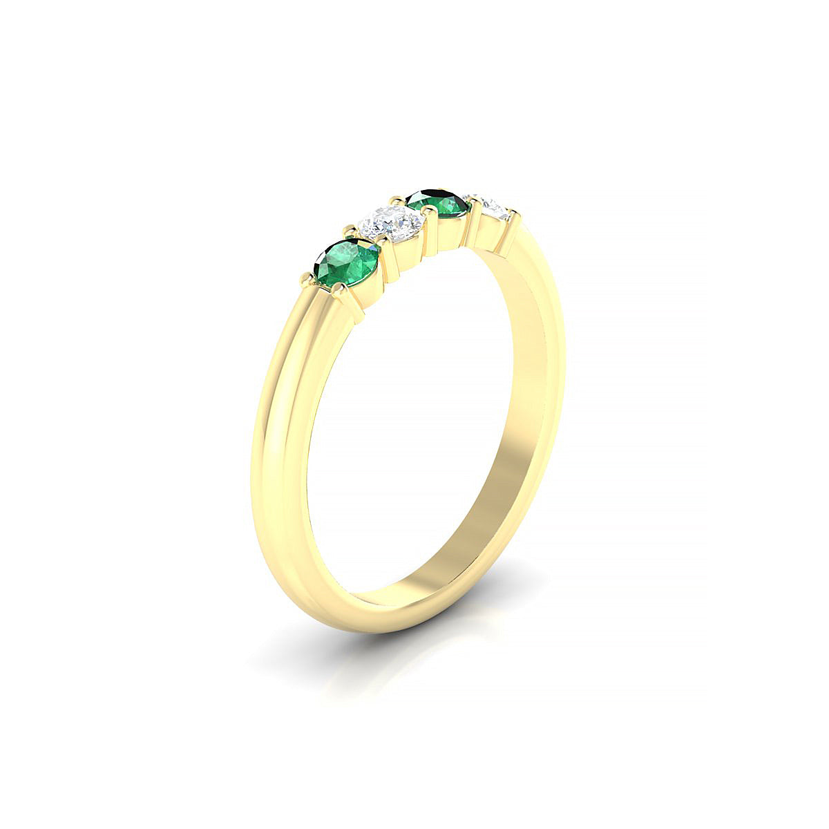 Passion | 18k Yellow Gold 3 mm Round Emerald Ring