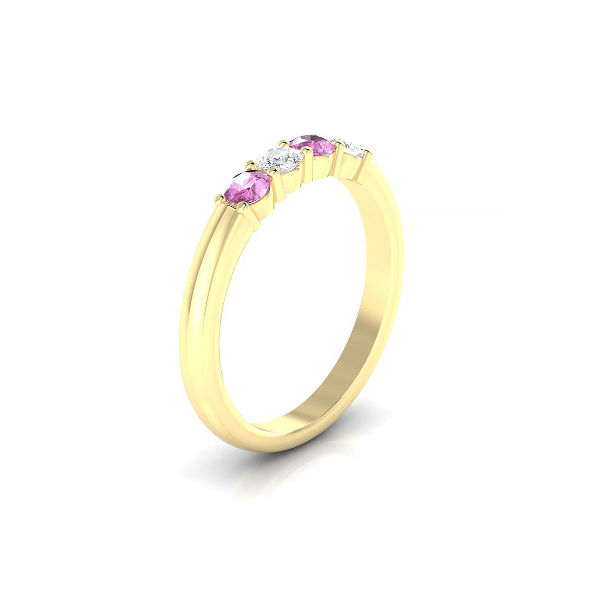 Passion | 18k Yellow Gold 3 mm Round Pink Sapphire Ring