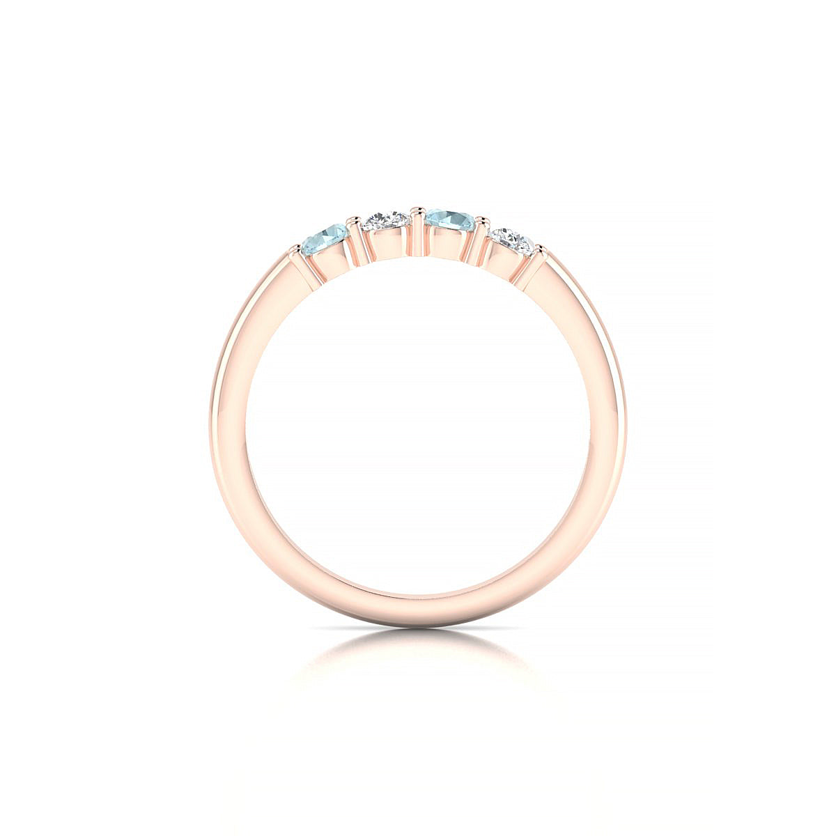 Passion | 18k Rose Gold 3 mm Round Aquamarine Ring