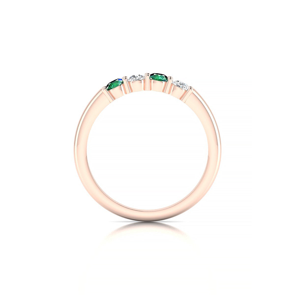 Passion | 18k Rose Gold 3 mm Round Emerald Ring
