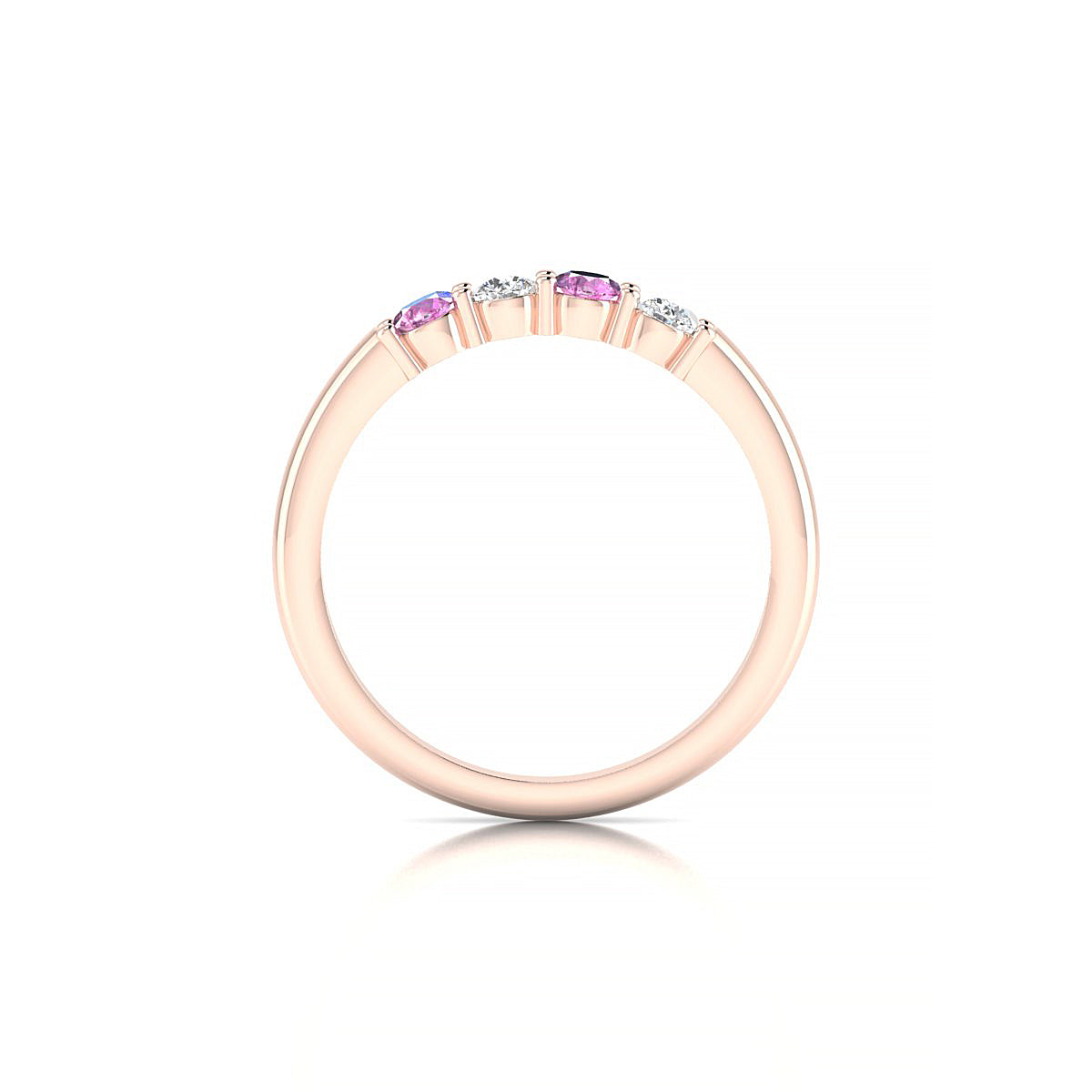 Passion | 18k Rose Gold 3 mm Round Pink Sapphire Ring