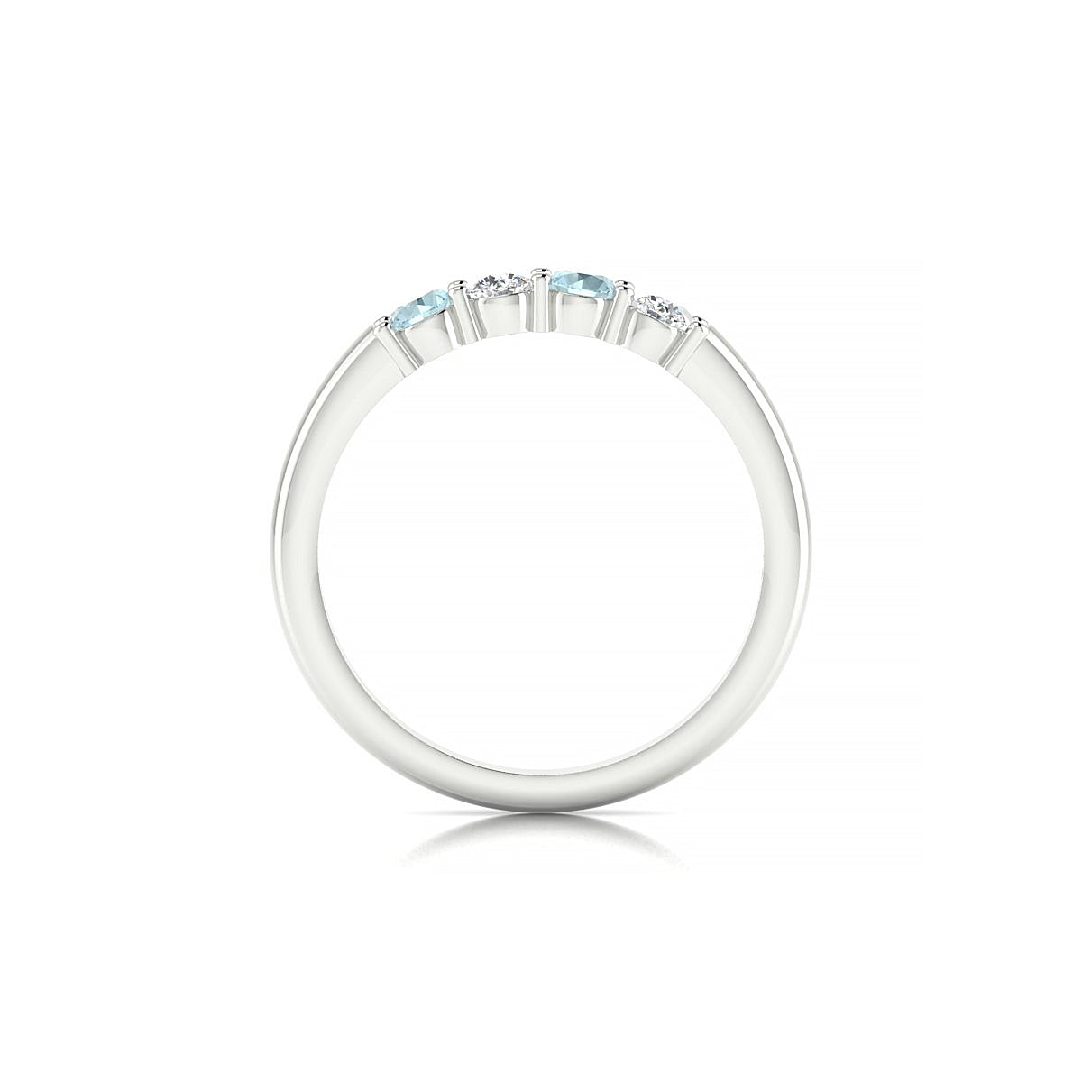 Passion | 18k White Gold 3 mm Round Aquamarine Ring