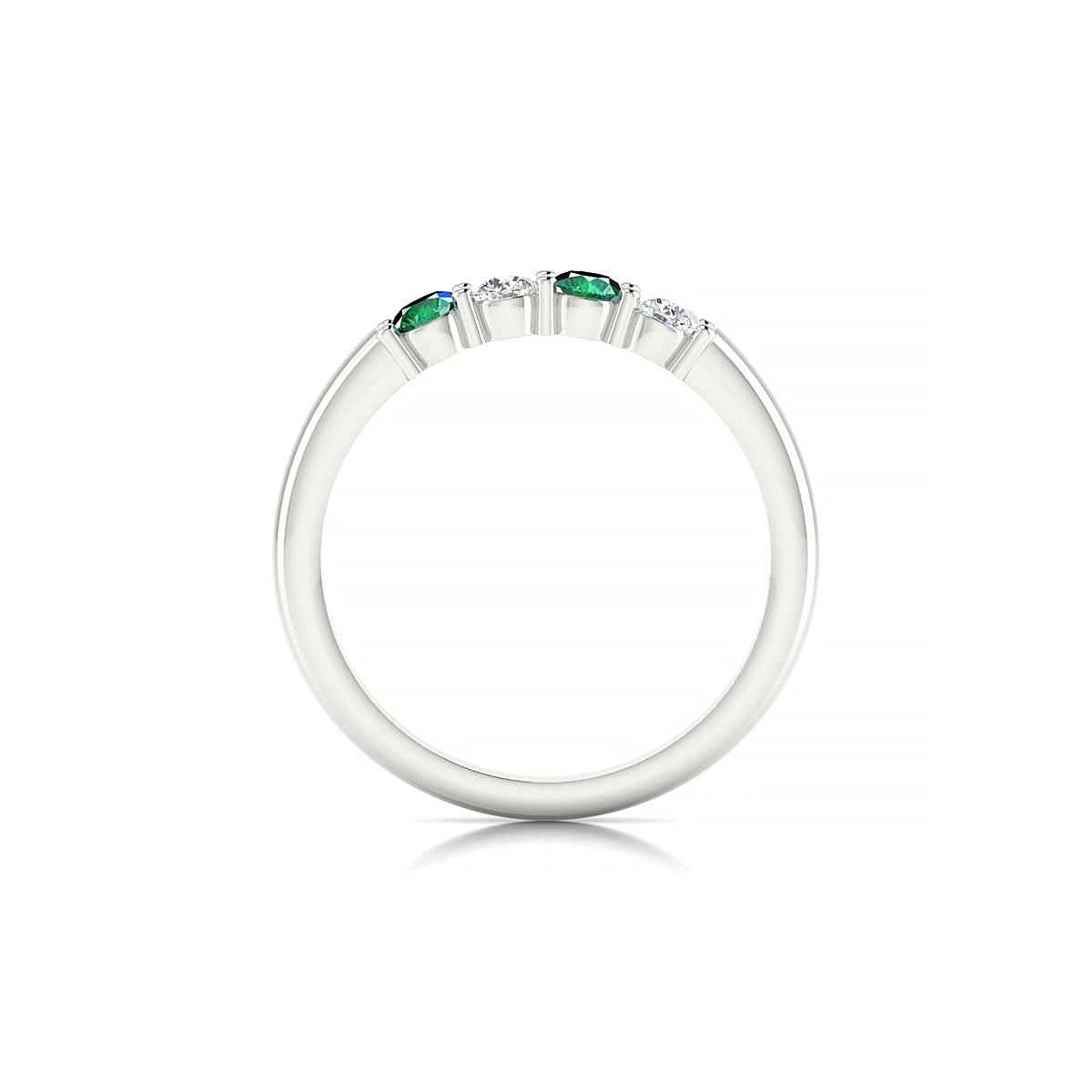 Passion | 18k White Gold 3 mm Round Emerald Ring