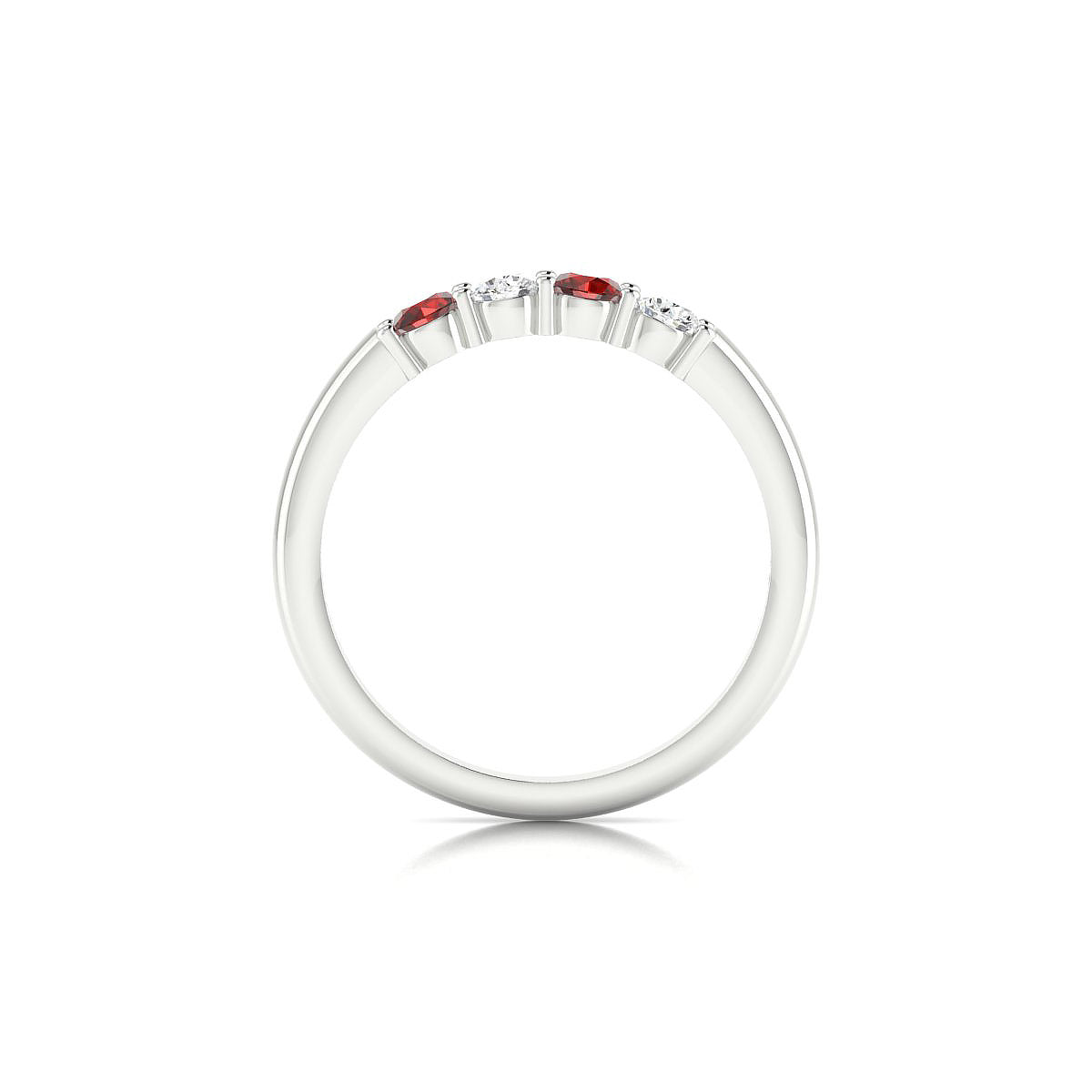 Passion | 18k White Gold 3 mm Round Garnet Ring
