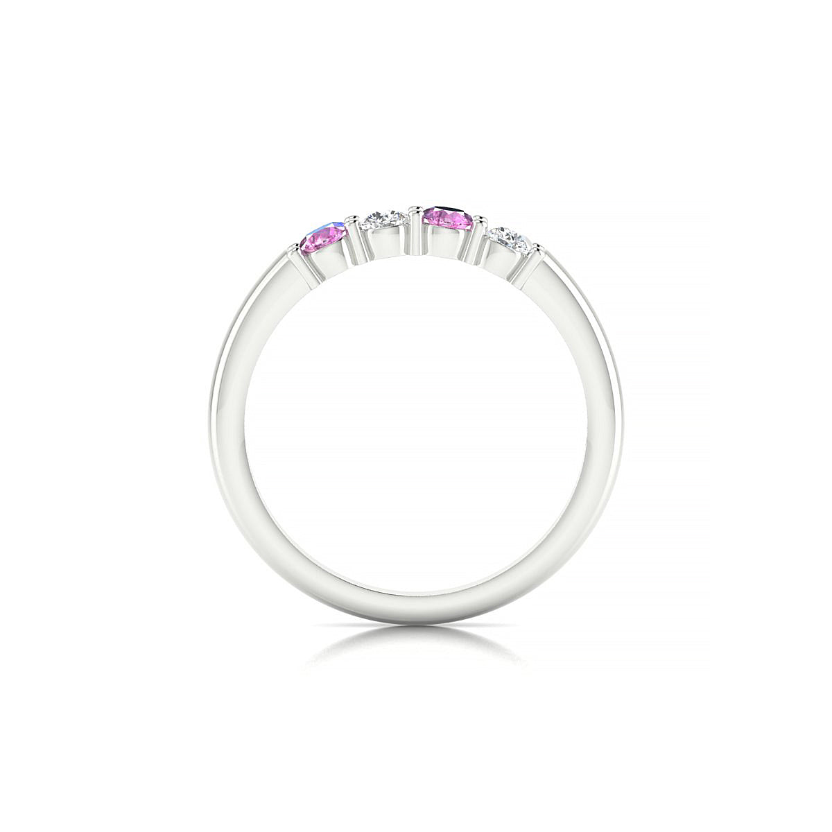 Passion | 18k White Gold 3 mm Round Pink Sapphire Ring