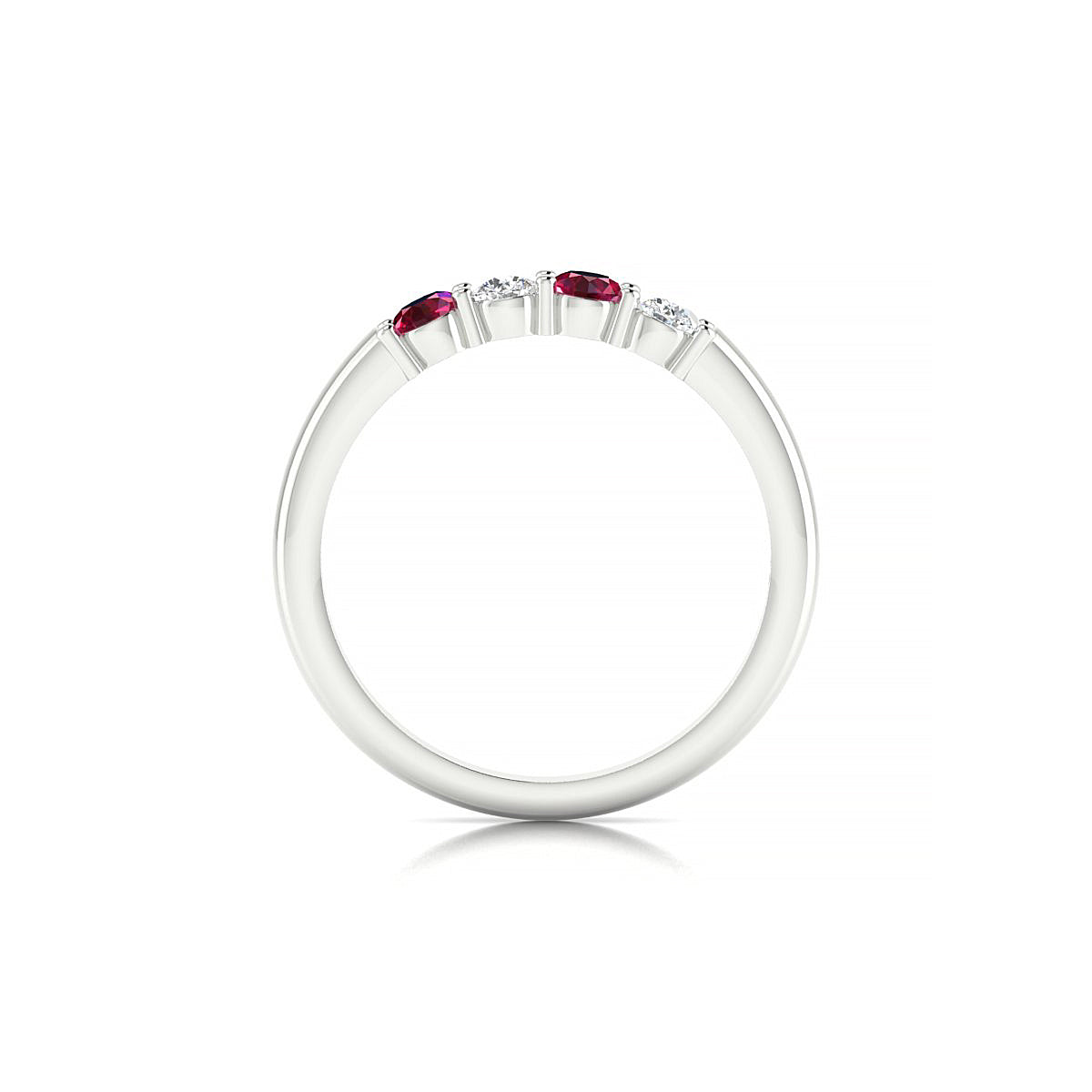 Passion | 18k White Gold 3 mm Round Ruby Ring