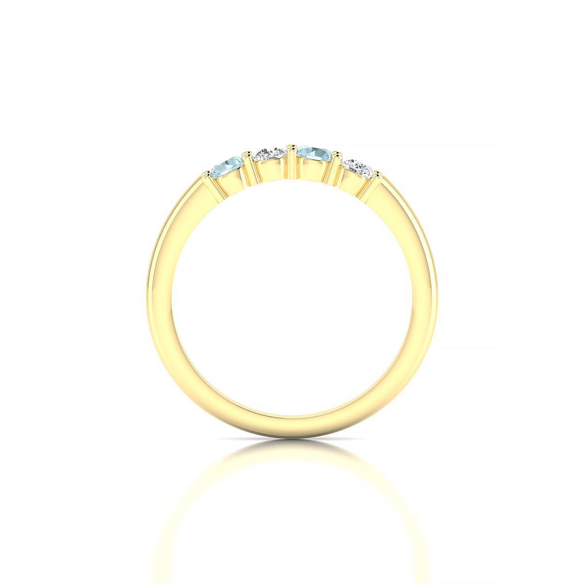 Passion | 18k Yellow Gold 3 mm Round Aquamarine Ring