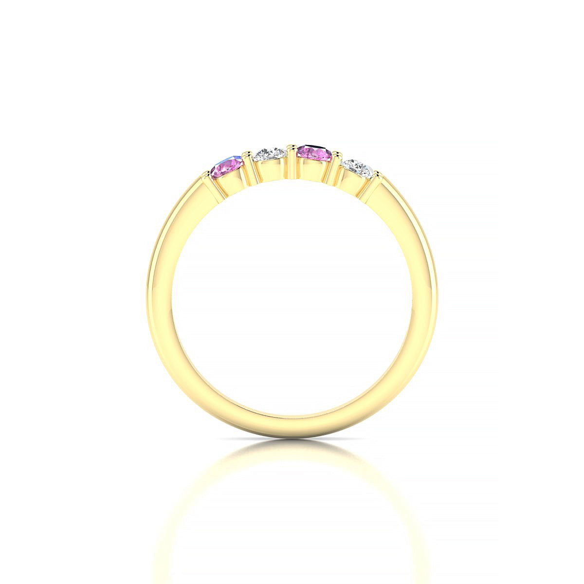 Passion | 18k Yellow Gold 3 mm Round Pink Sapphire Ring