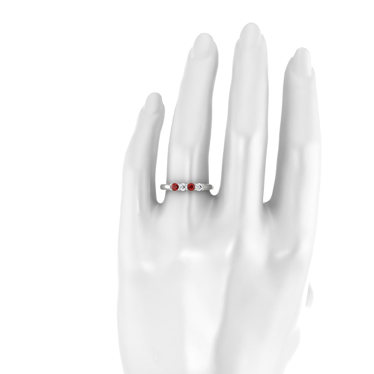 Passion | 18k White Gold 3 mm Round Garnet Ring