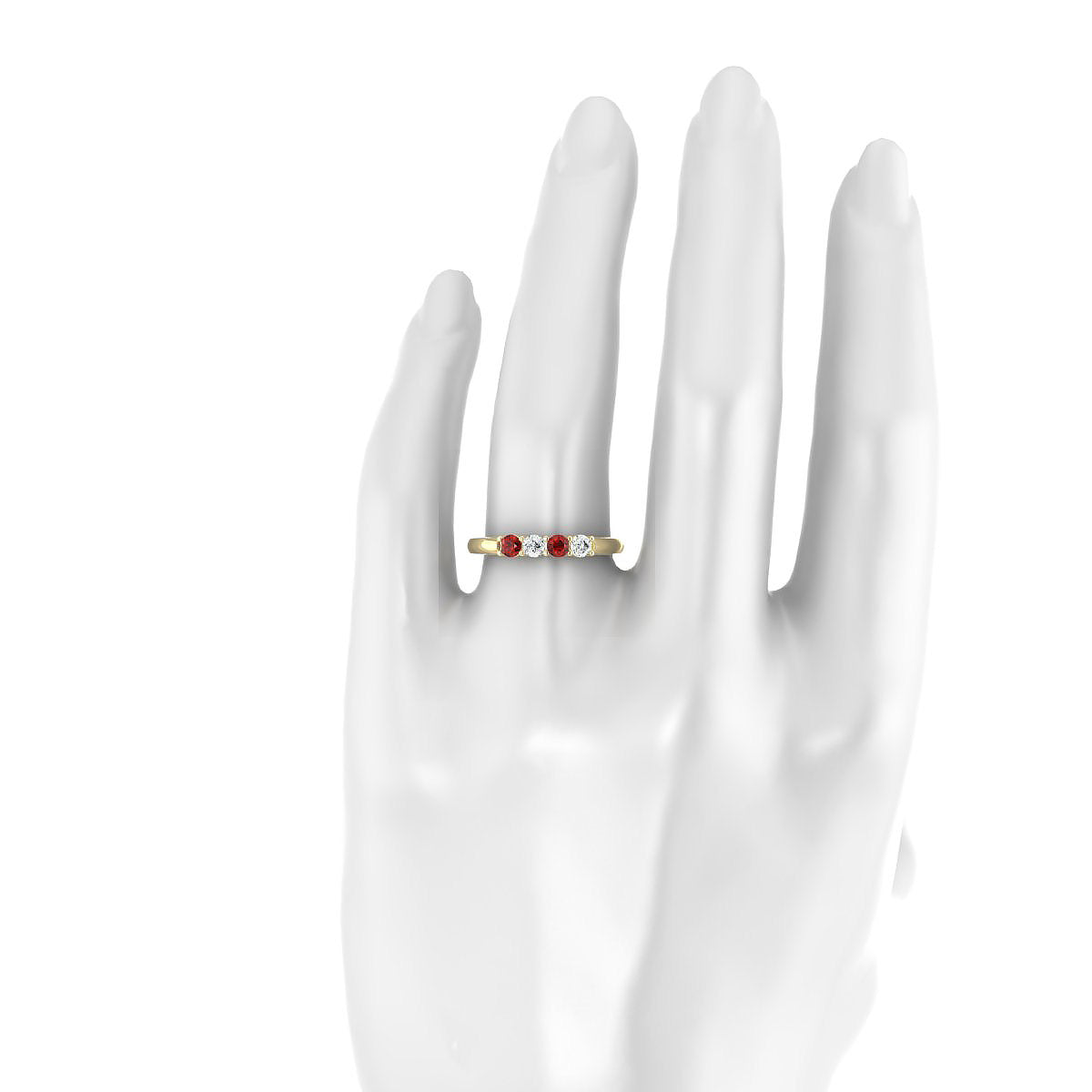 Passion | 18k Yellow Gold 3 mm Round Garnet Ring