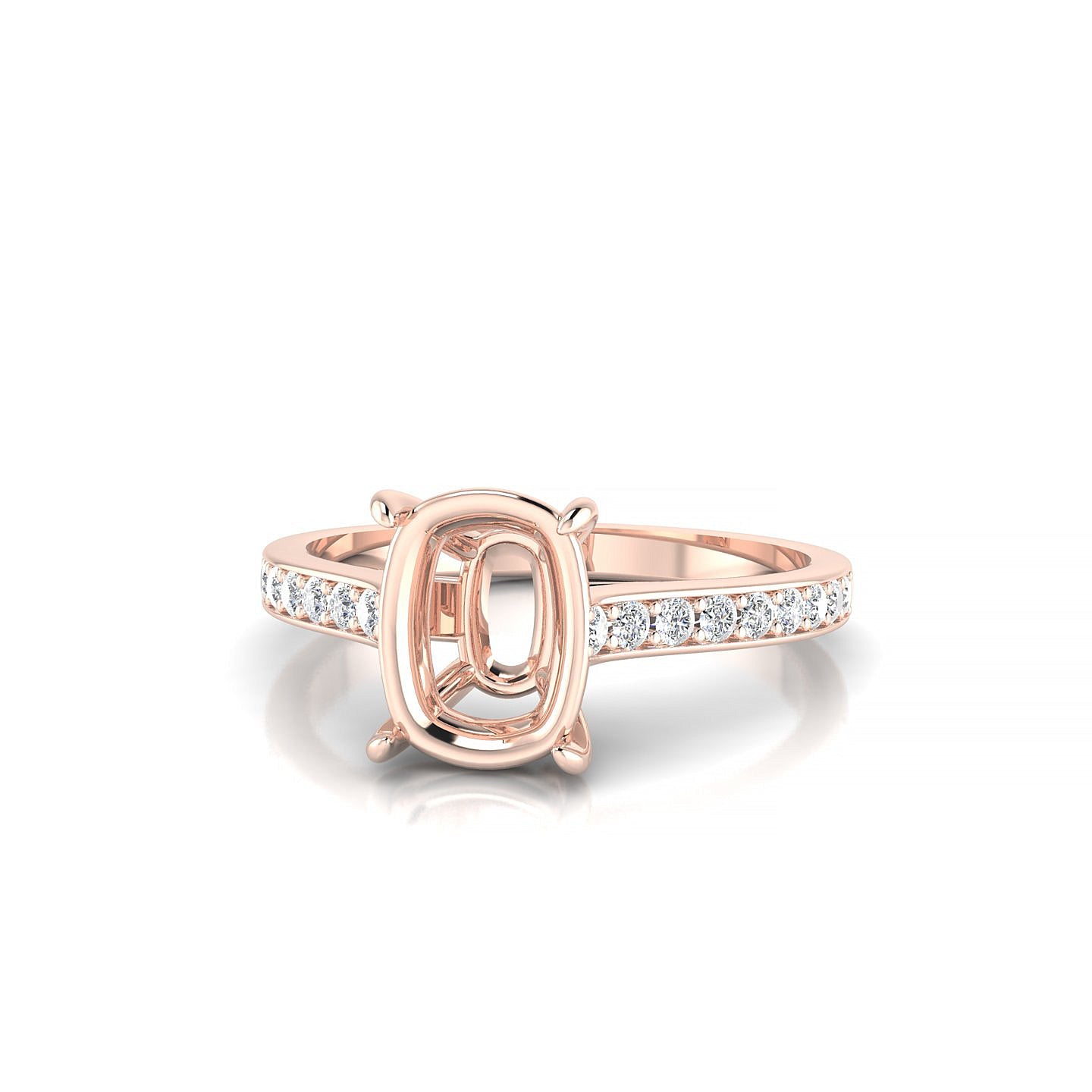 Perpetual Cushion 2-2.99 ct | 18k Rose Gold Side Stones Ring