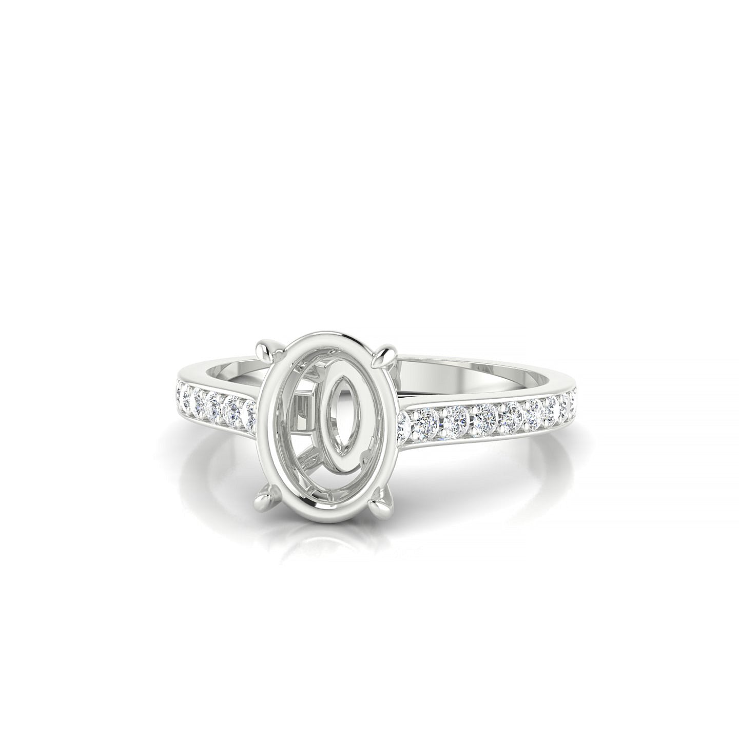 Perpetual Oval 2-2.99 ct | 18k White Gold Side Stones Ring