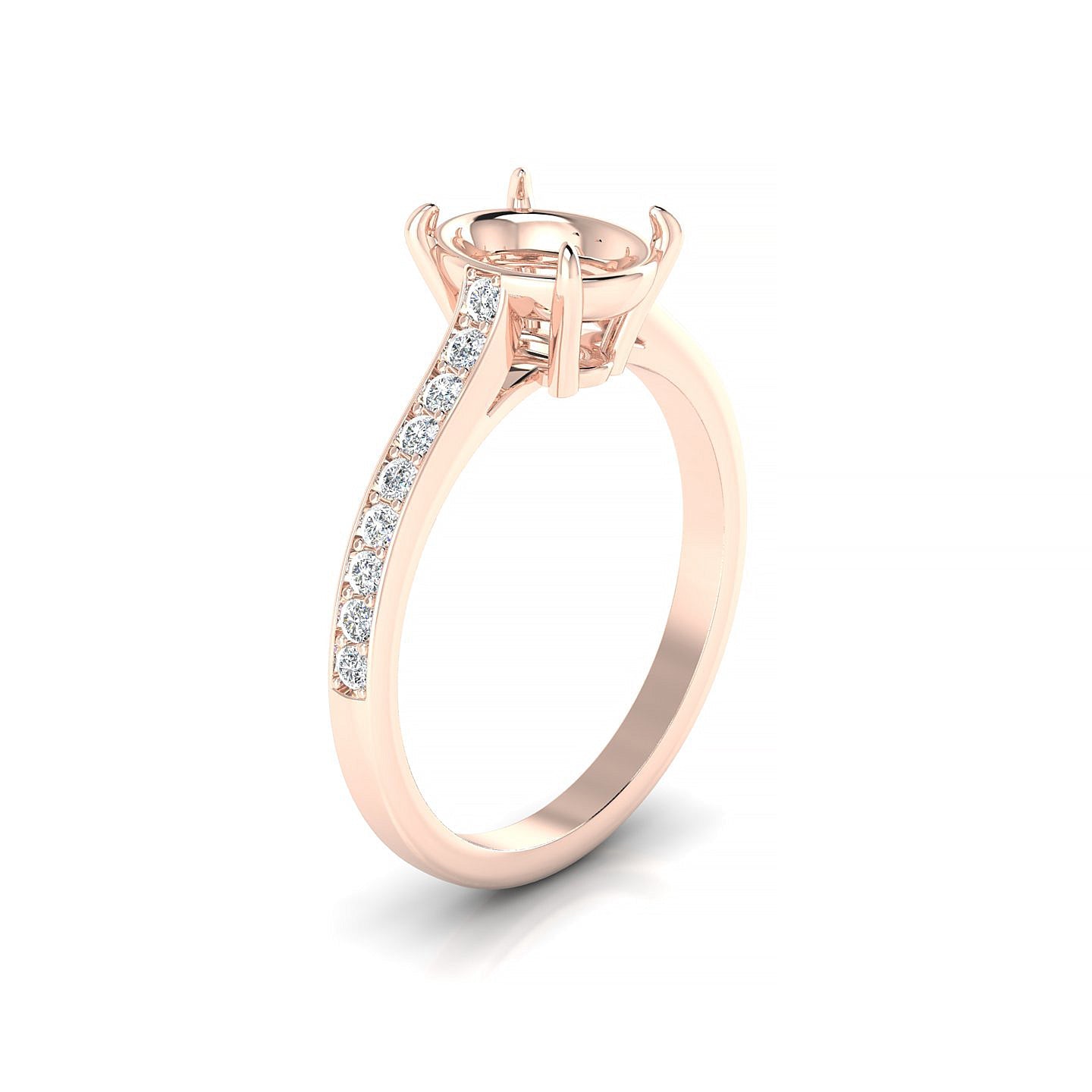 Perpetual Oval 2-2.99 ct | 18k Rose Gold Side Stones Ring