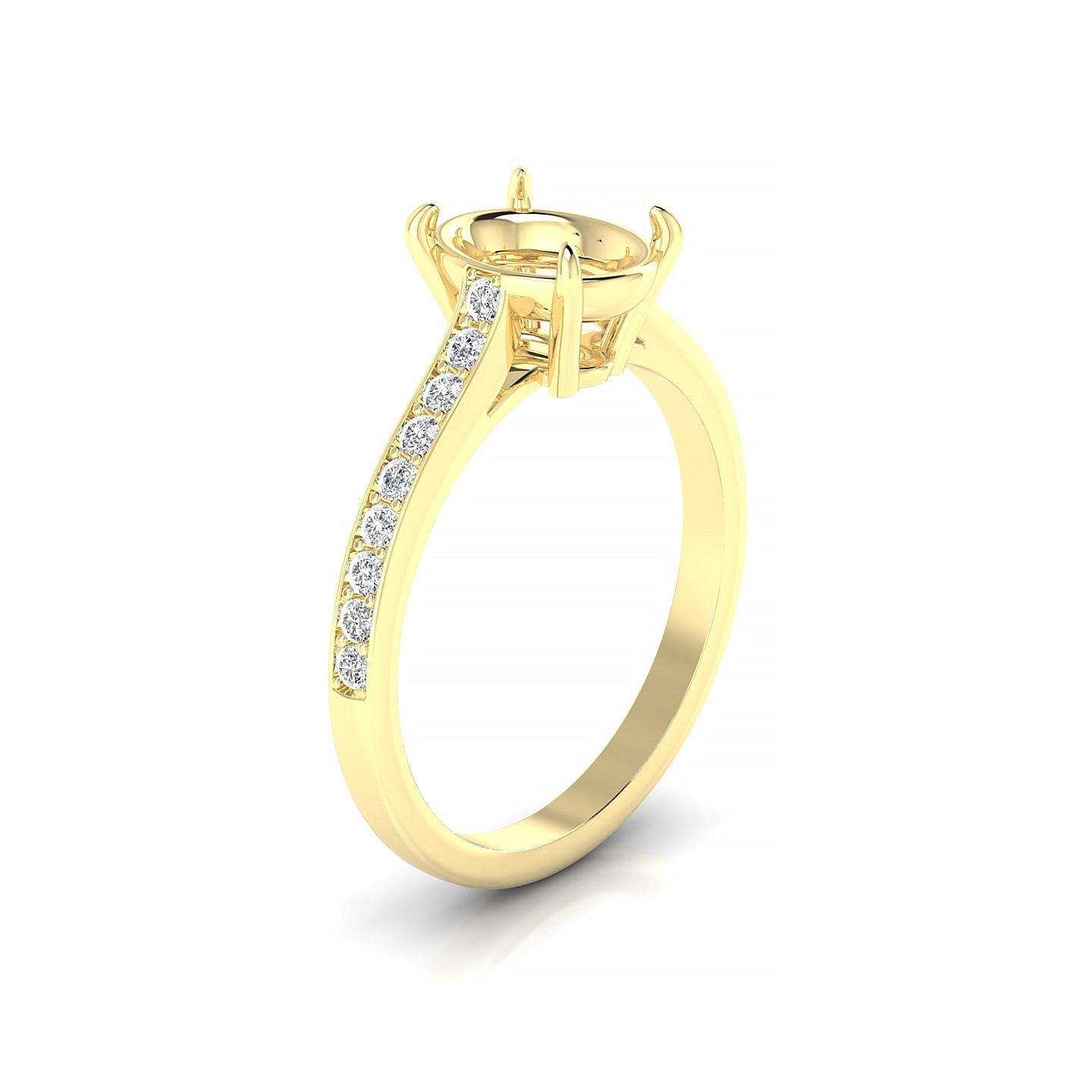 Perpetual Oval 2-2.99 ct | 18k Yellow Gold Side Stones Ring