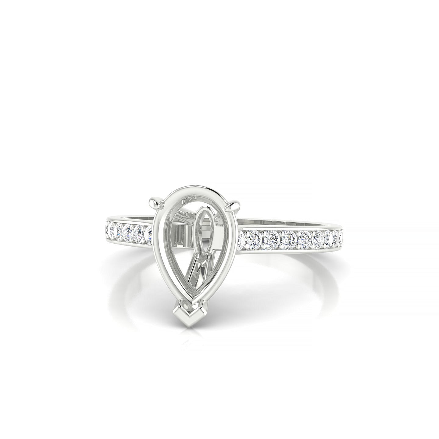 Perpetual Pear 2-2.99 ct | 18k White Gold Side Stones Ring