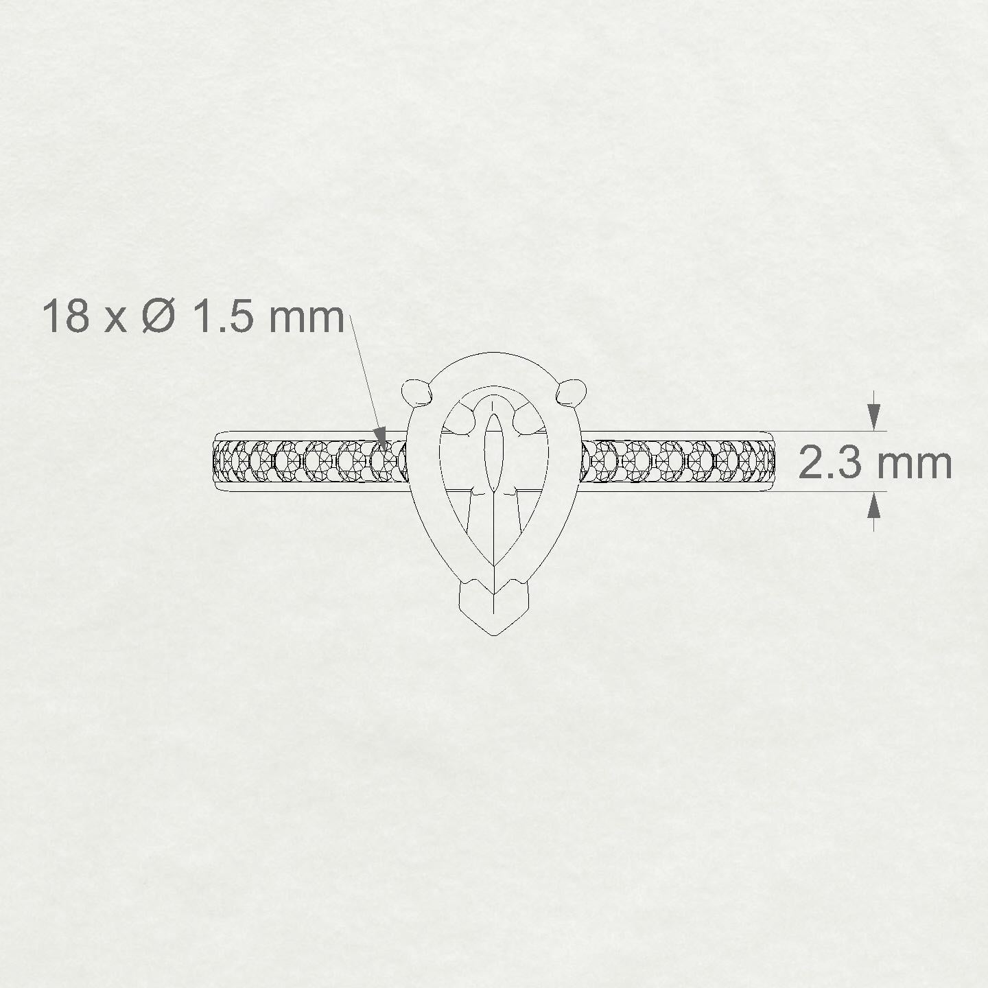 Perpetual Pear 2-2.99 ct | 18k Yellow Gold Side Stones Ring